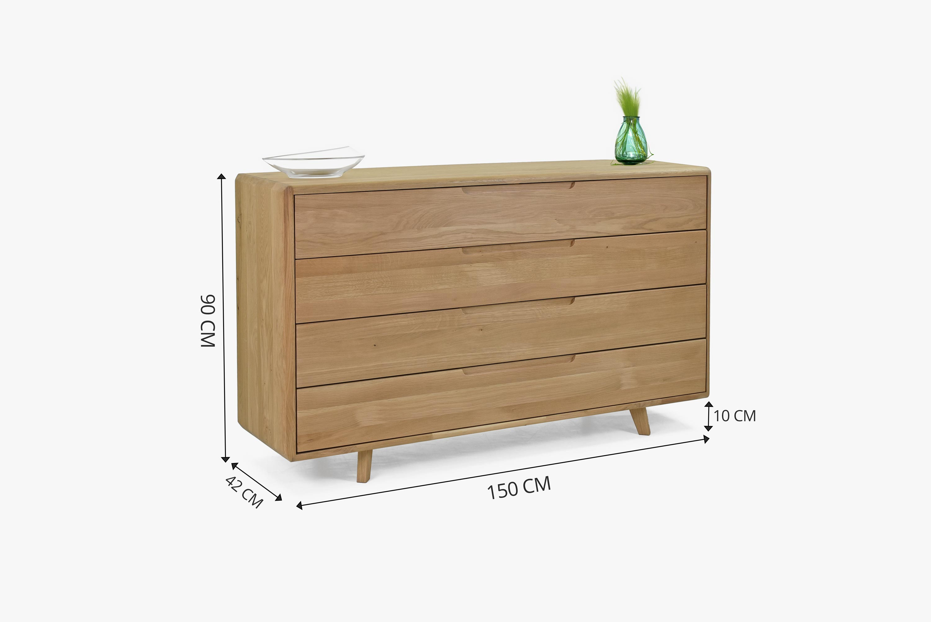 Komoda dub biely do spálne so zásuvkami v škandinávskom dizajne