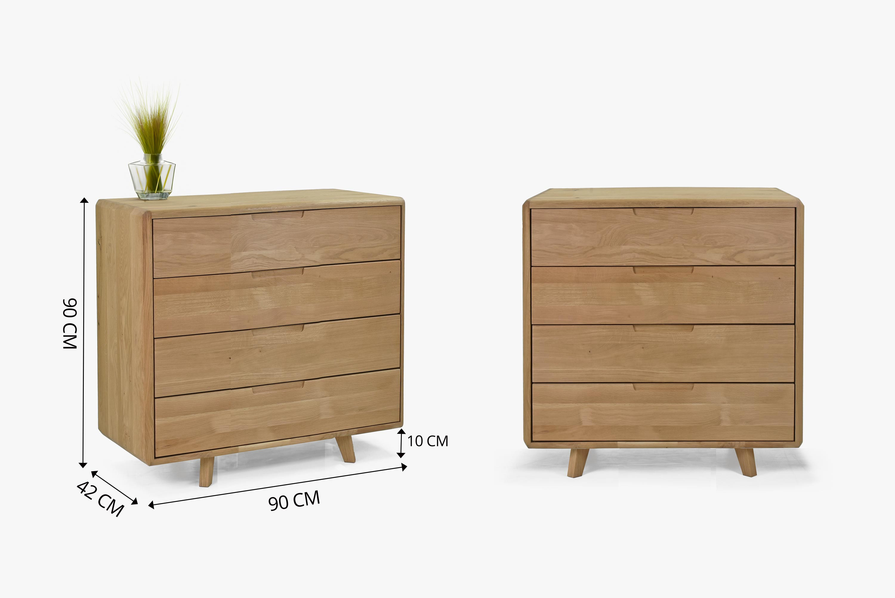 Komoda dub biely do spálne so šuplíkmi v škandinávskom dizajne