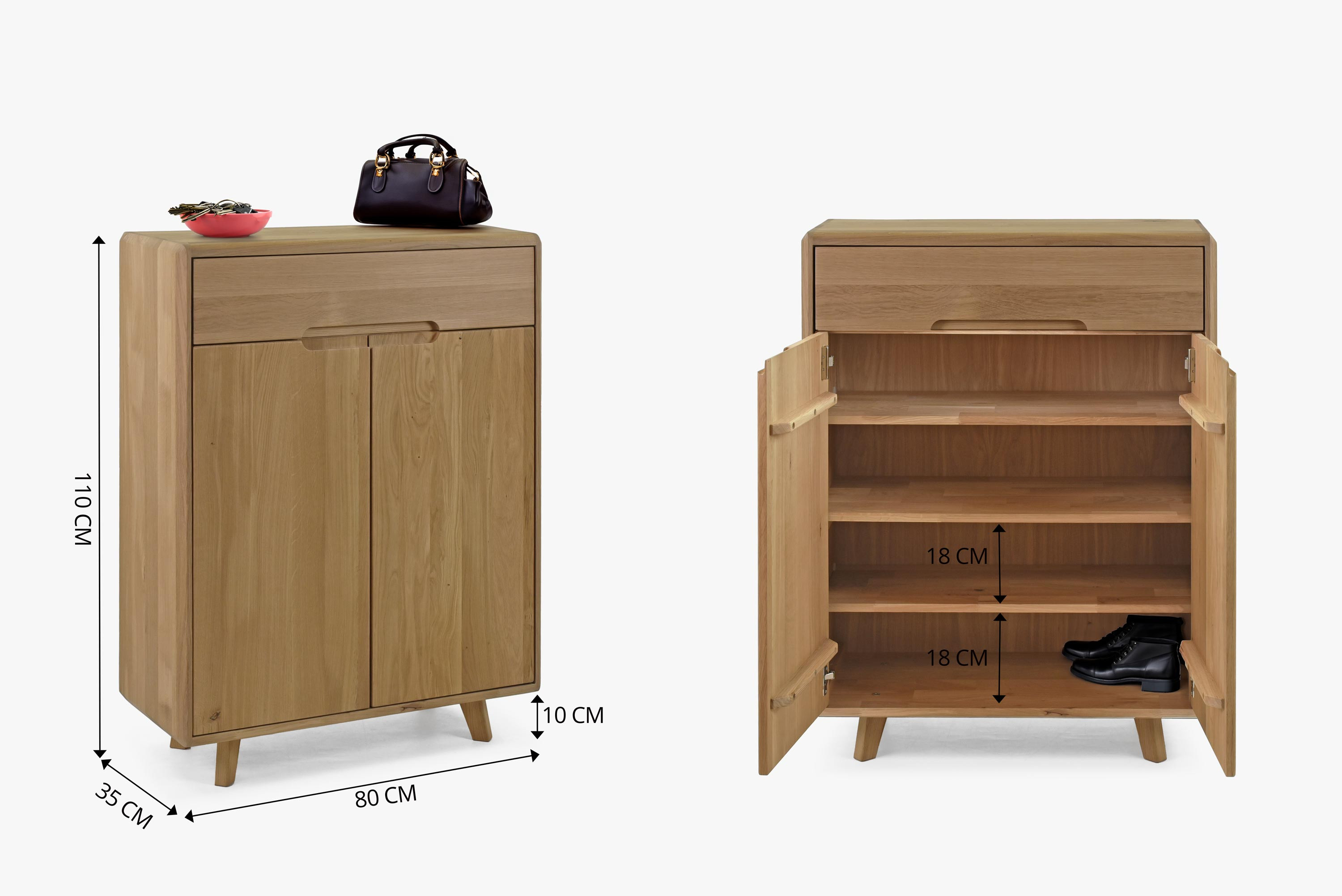 Masívna komoda z dubu na topánky