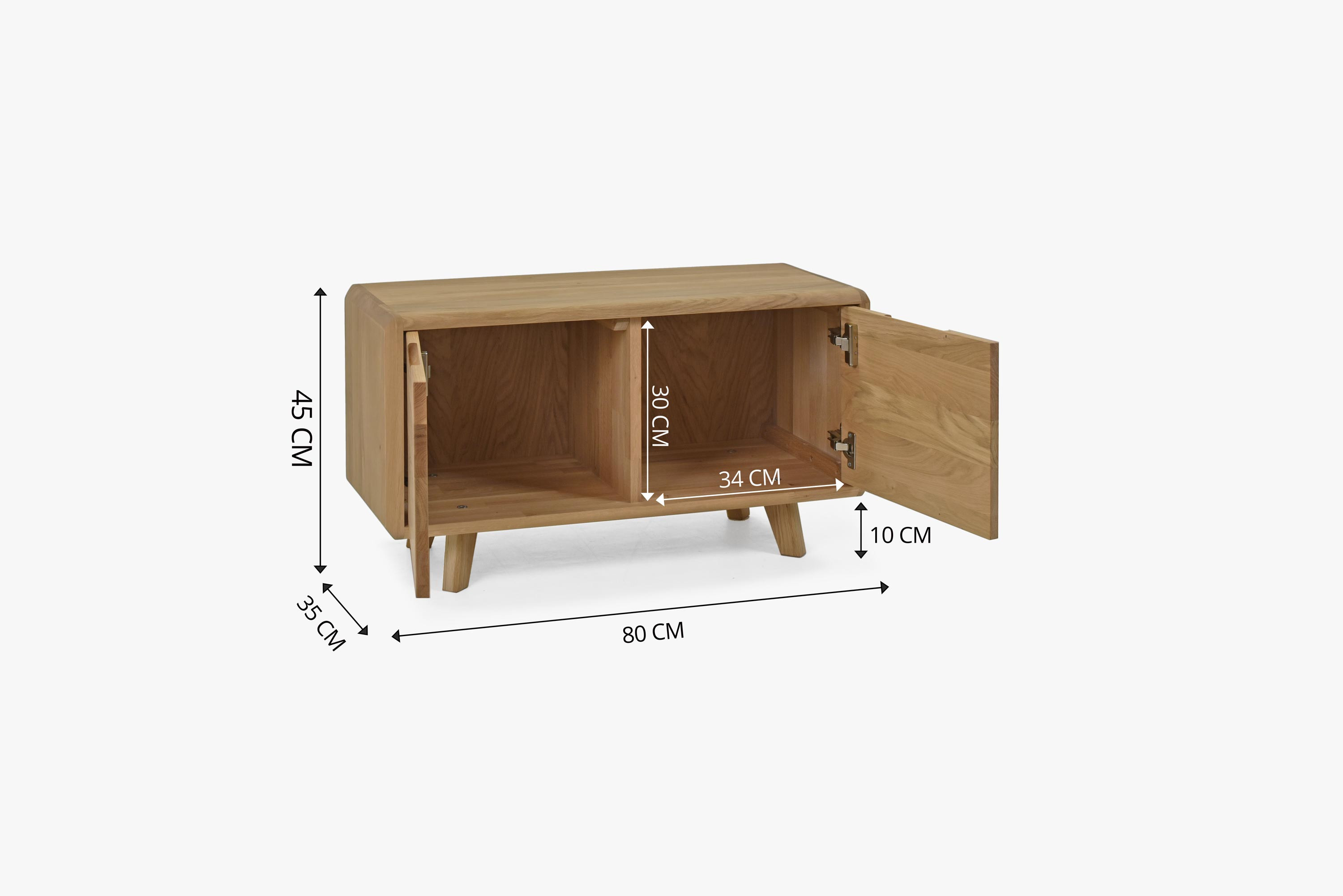 Előszobai pad ajtókkal, tömör fehér tölgy, skandináv design