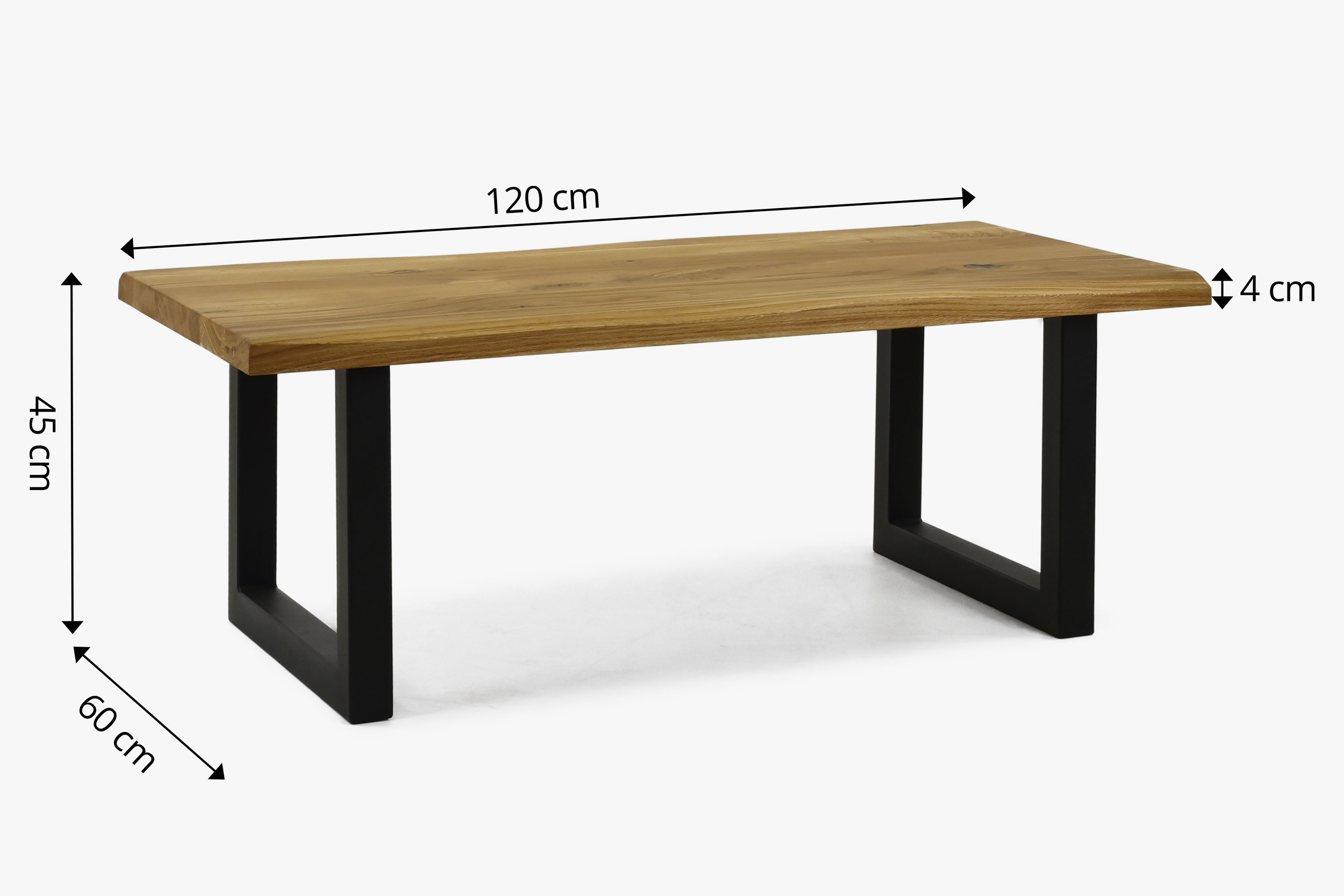 Eichen-Couchtisch mit Metallbeinen