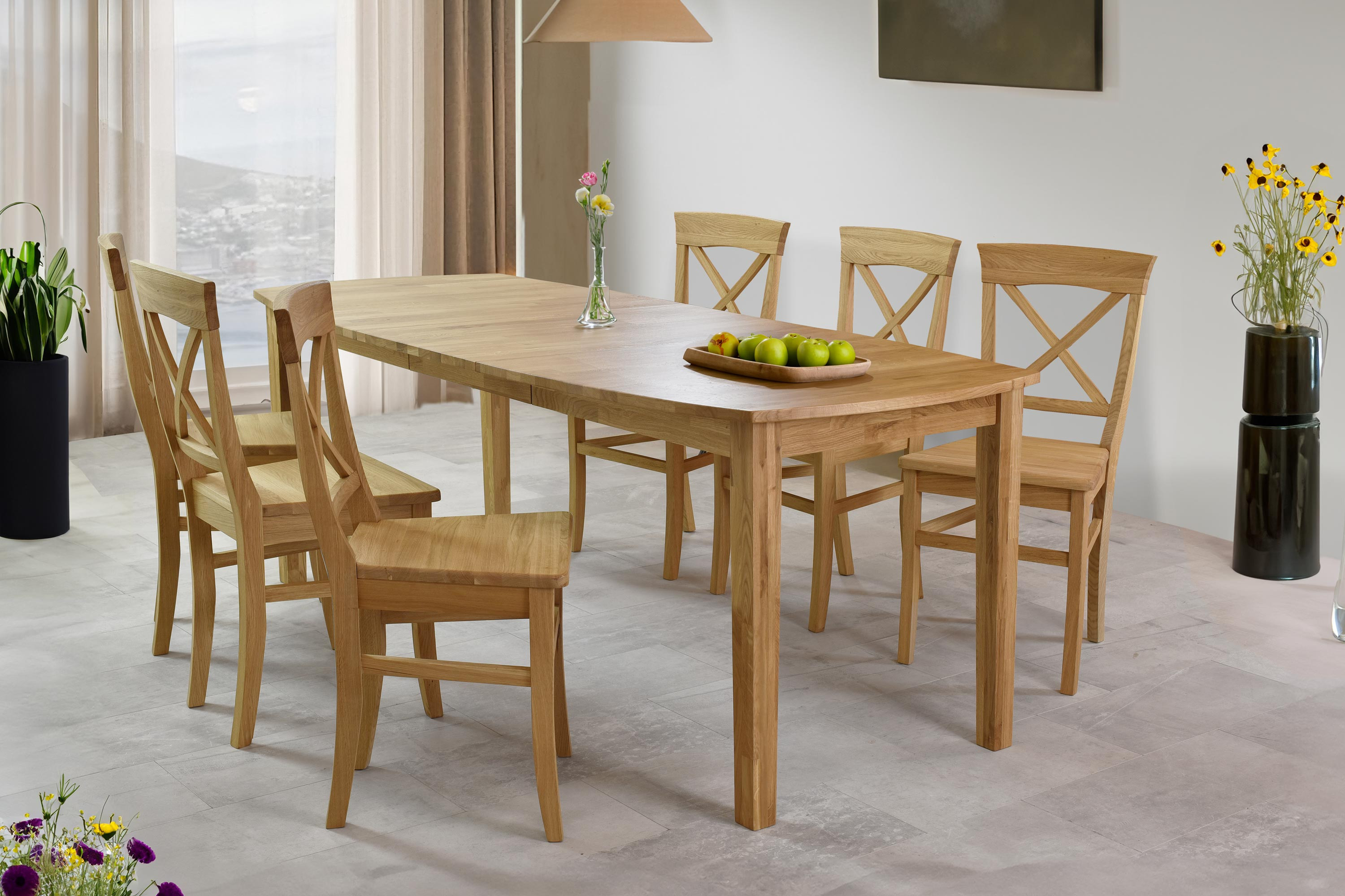 ausziehbarer Tisch Allegro und 6 x Stühle country