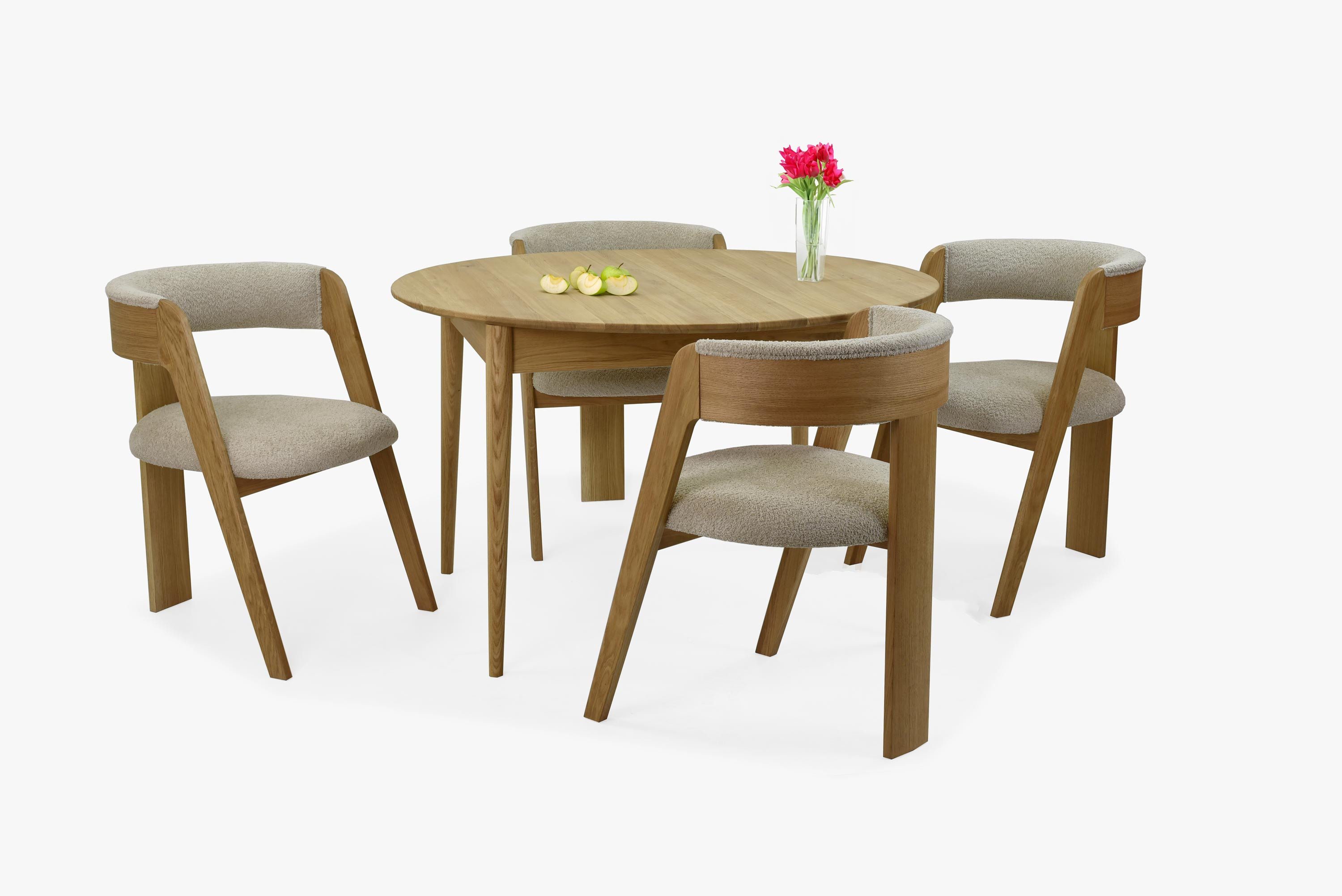 Runder Esstisch Massiv Eiche und Miami Stühle