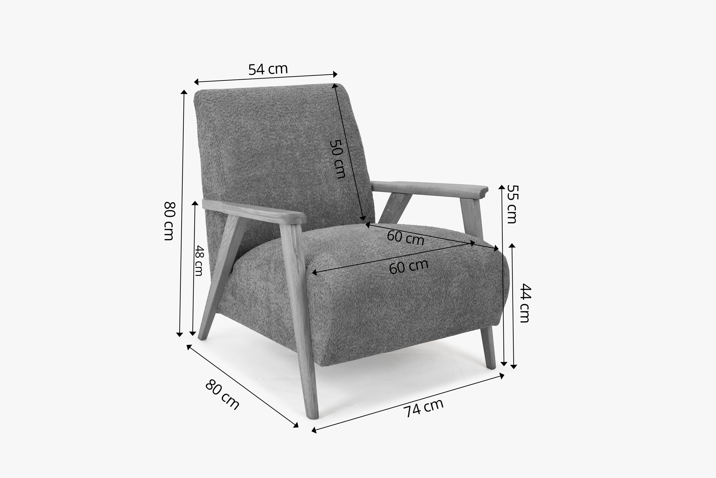 retro kreslo rozmery