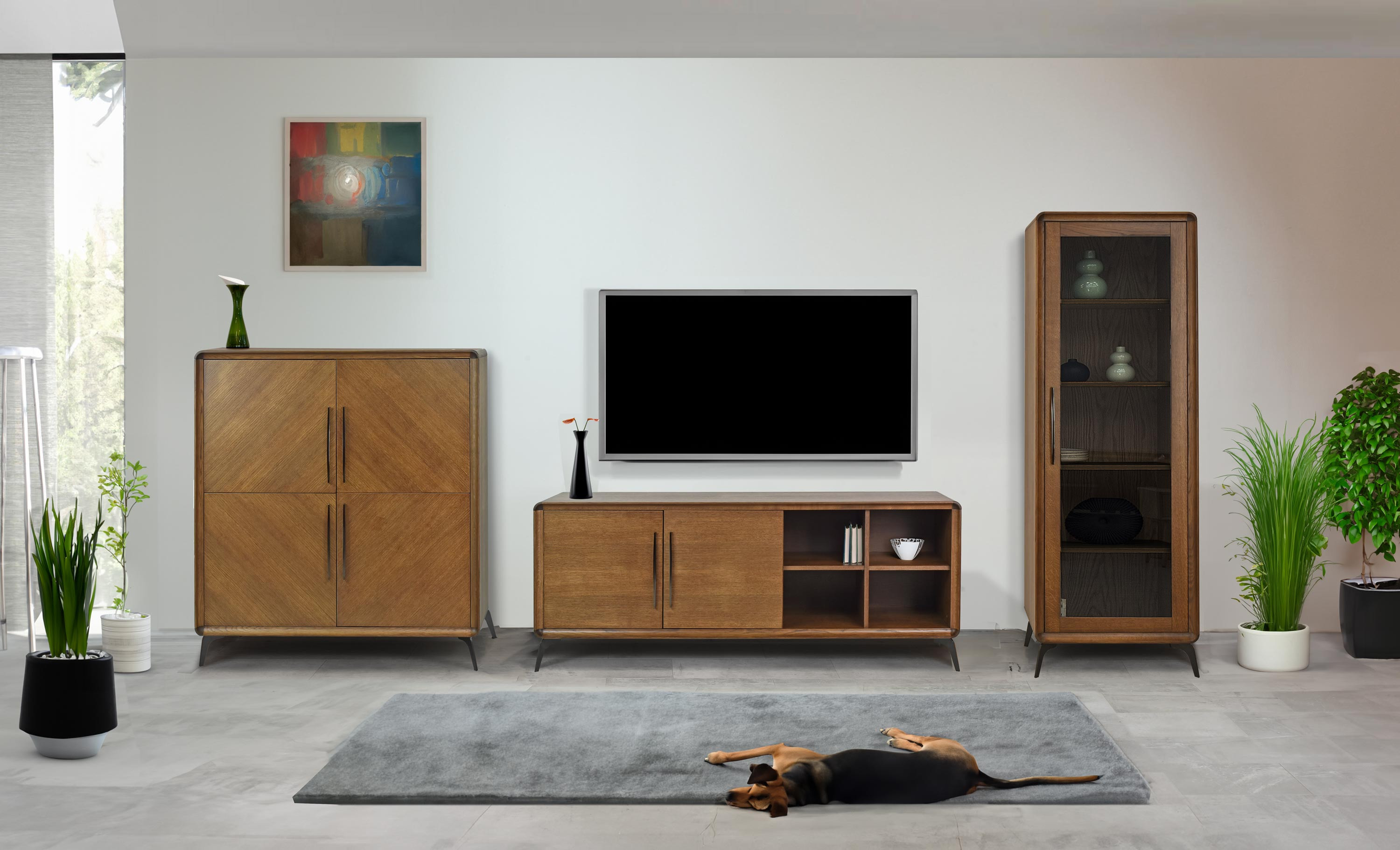 Wohnmöbel für das Wohnzimmer Lisabon Farbe Nussbaum