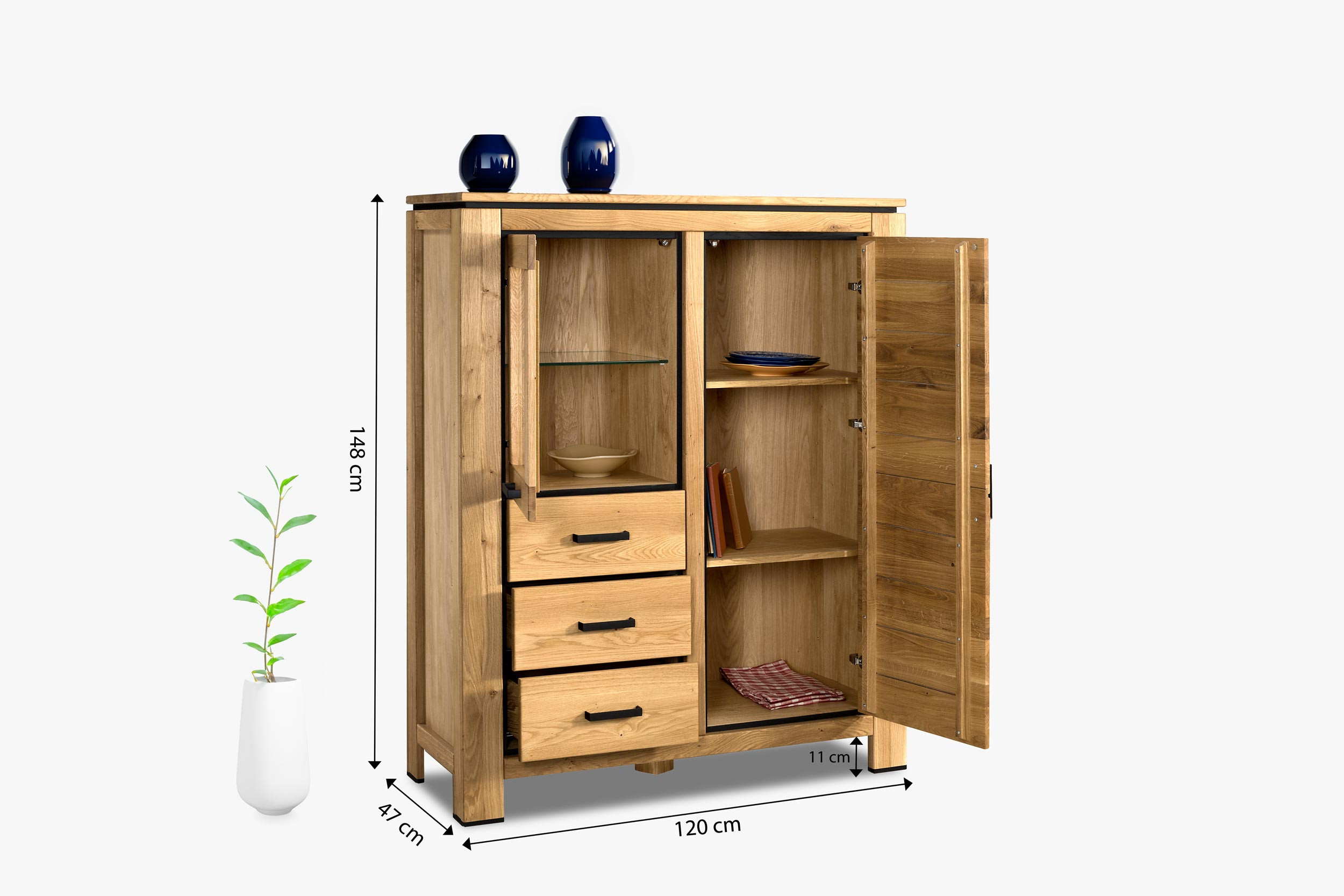 Tölgyfa tálalószekrény, NEW LINE II 45 típus