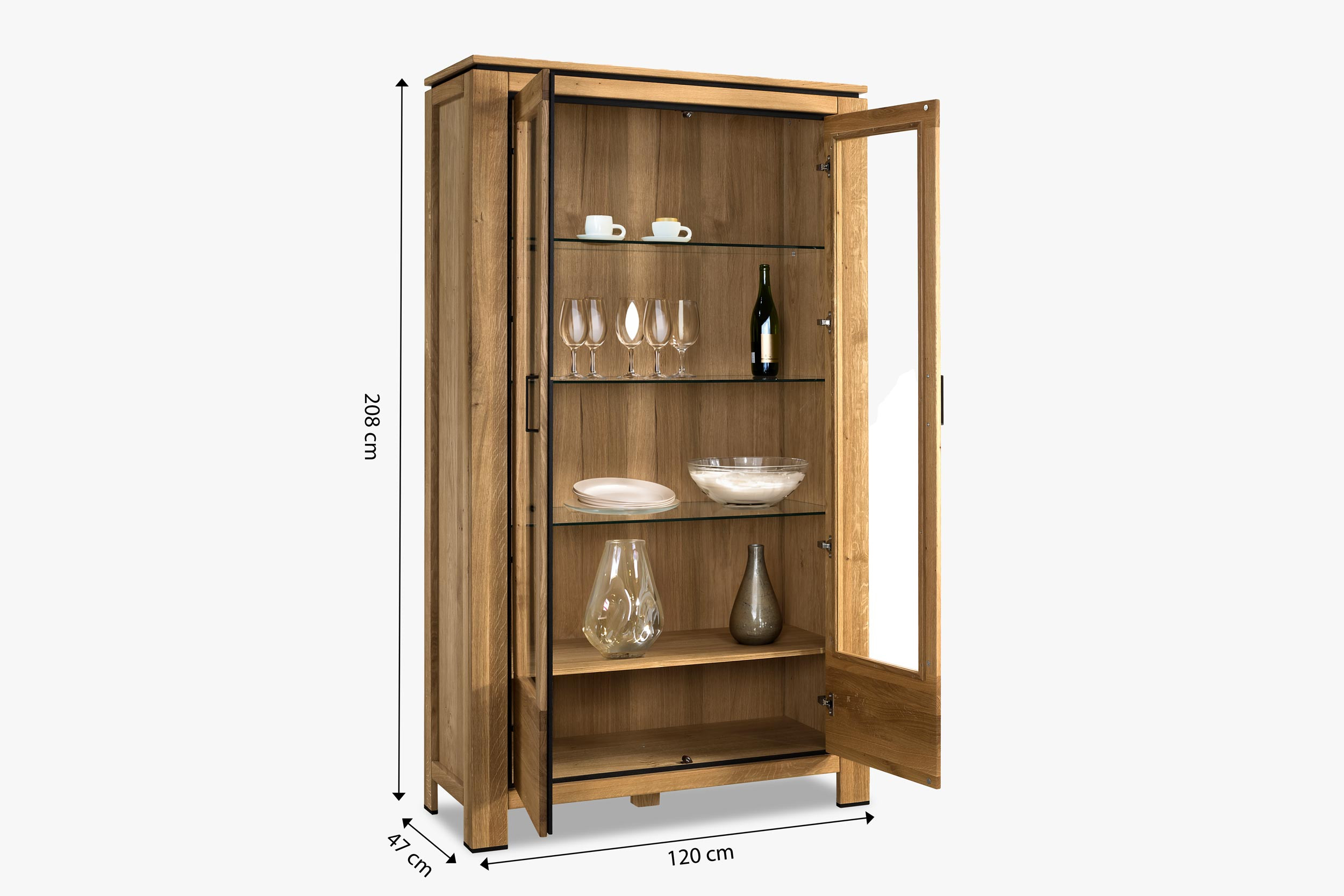 Fa kétajtós vitrin üveggel típus NEW LINE II 12