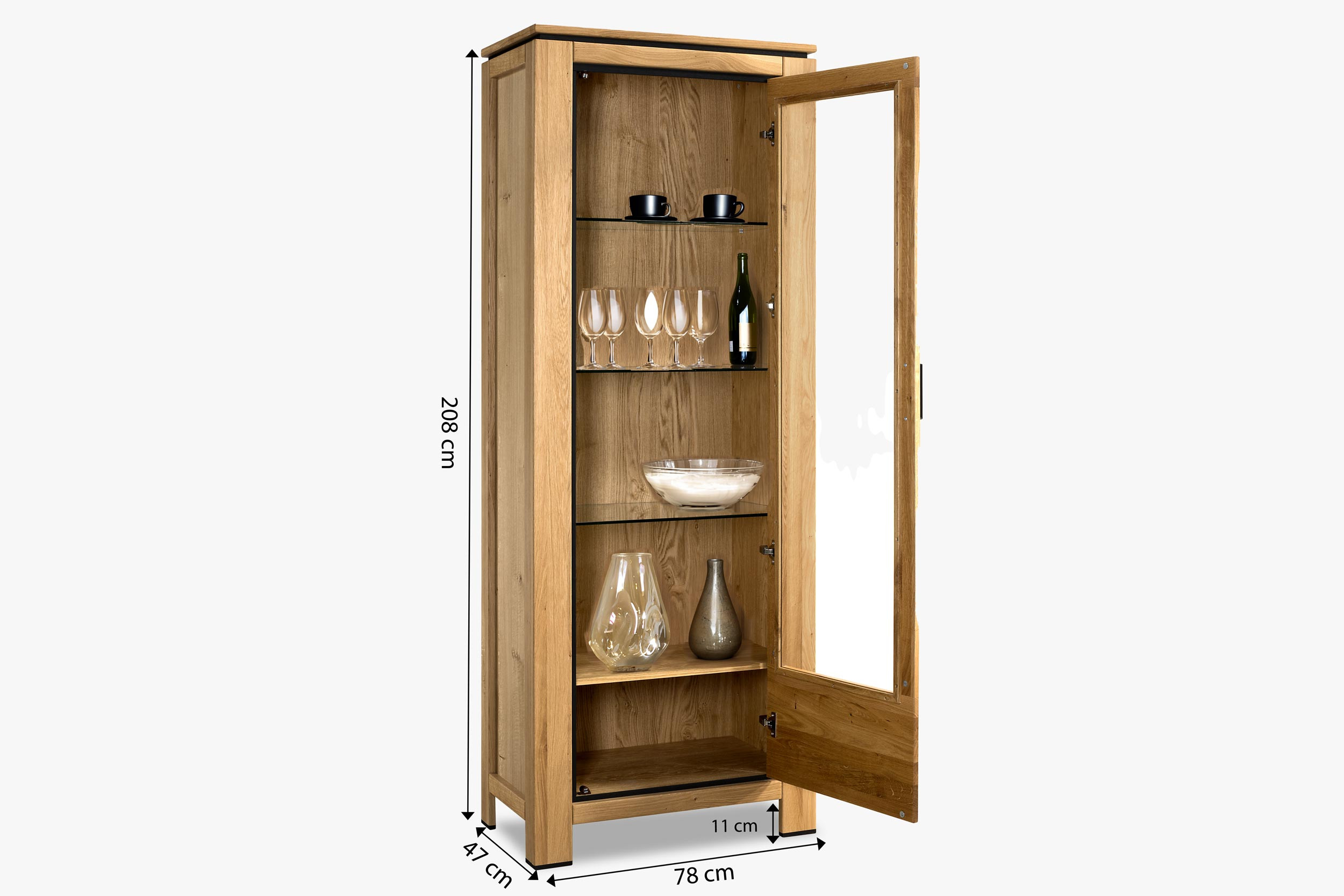 Eichen-Vitrine mit einer Tür