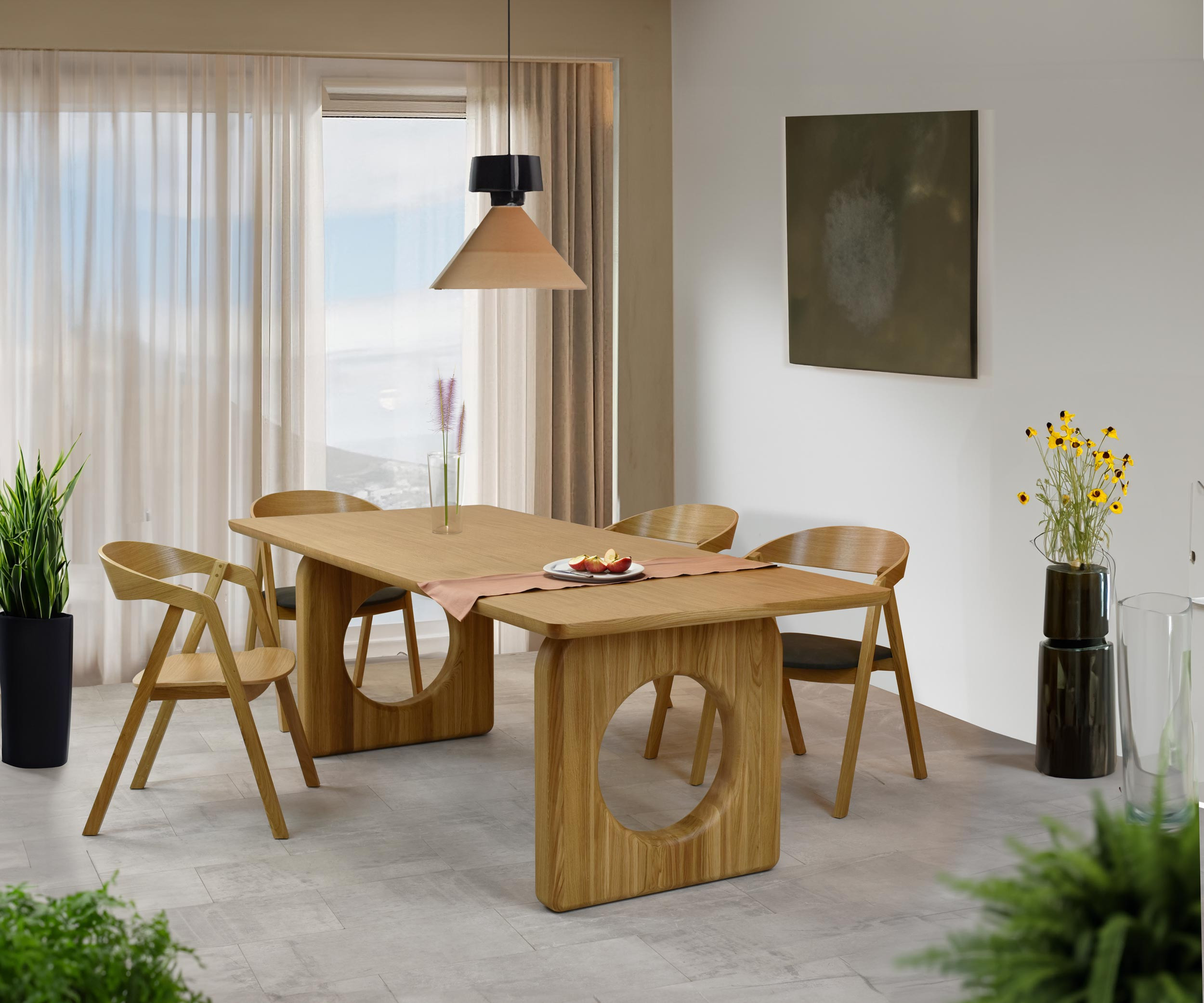 Design tölgy étkezőasztal 220 x 95 cm