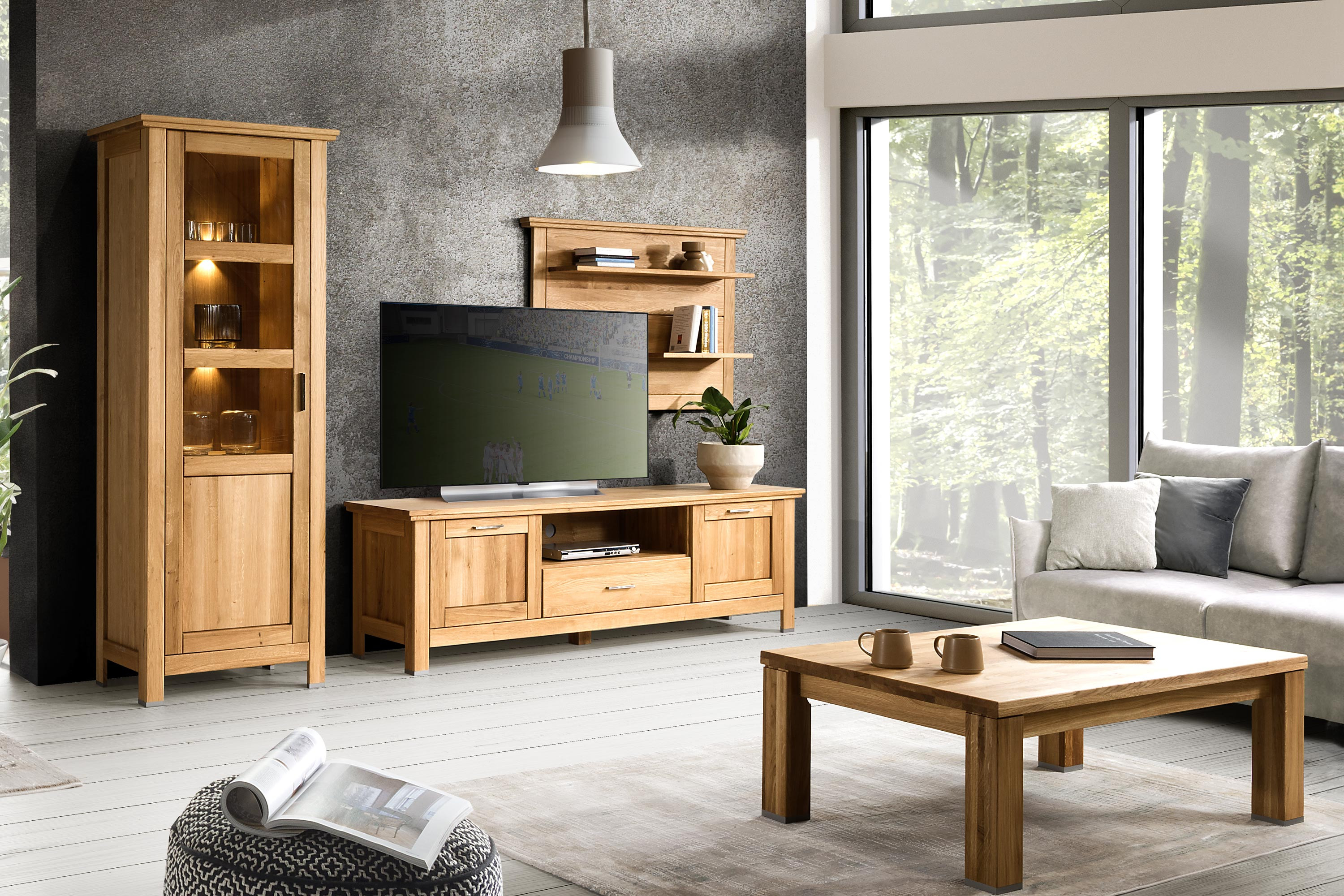 Massive Eichen-TV-Kommode, Alexandra Typ 25