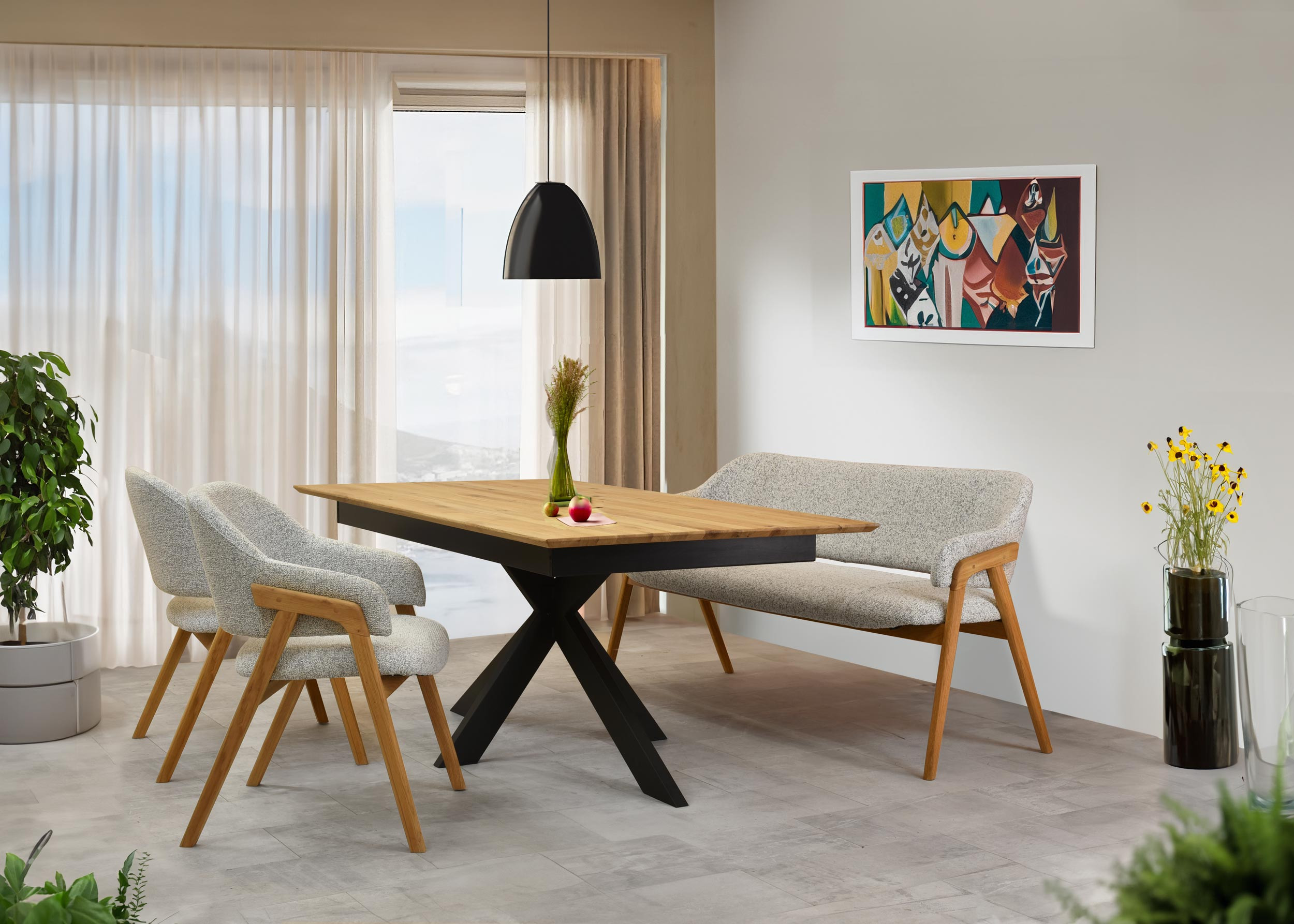 Dubová stolička v sivej farbe model Clara