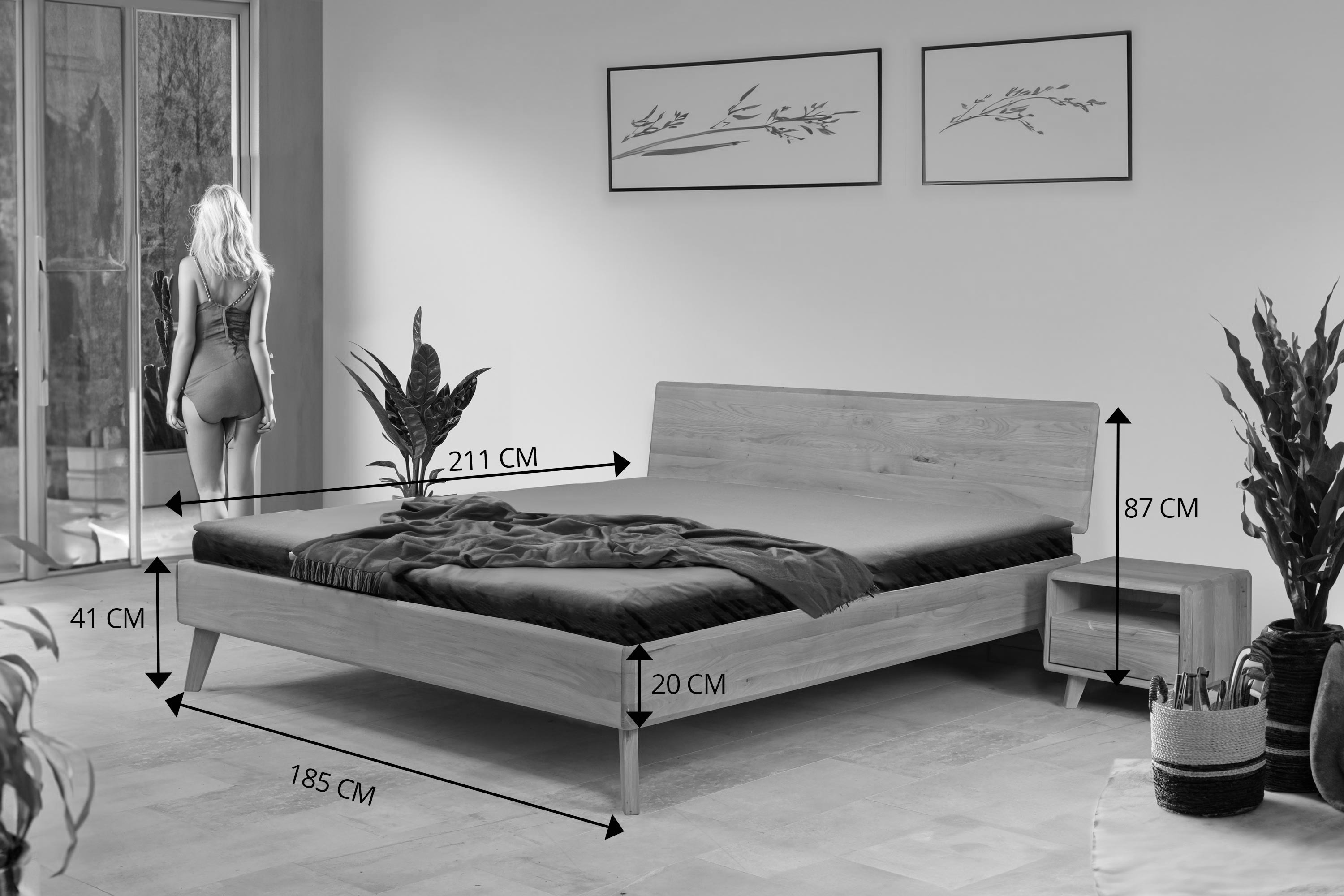 Tömör tölgy ágy részlet