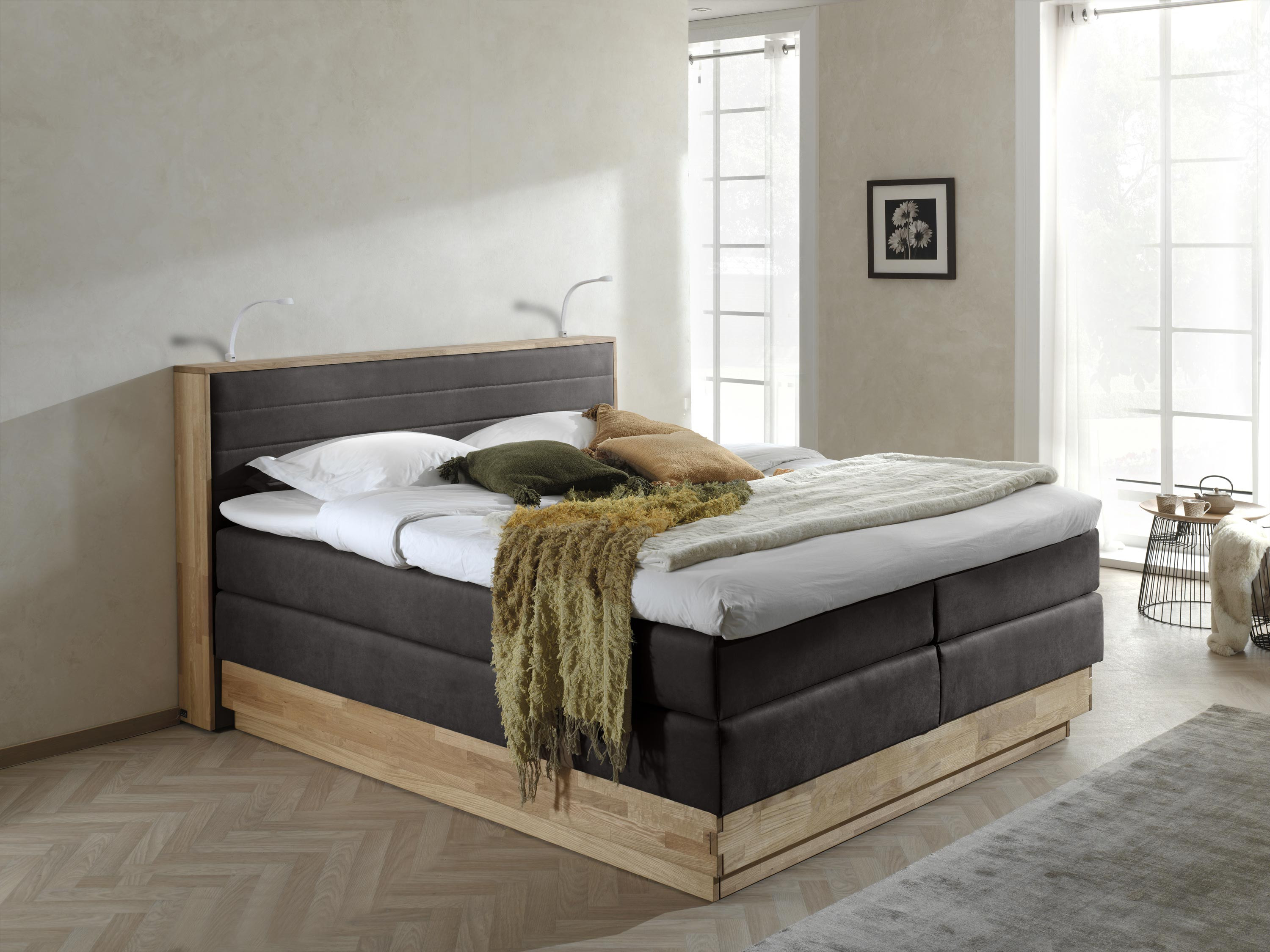 Luxusná Boxspring posteľ masív dub