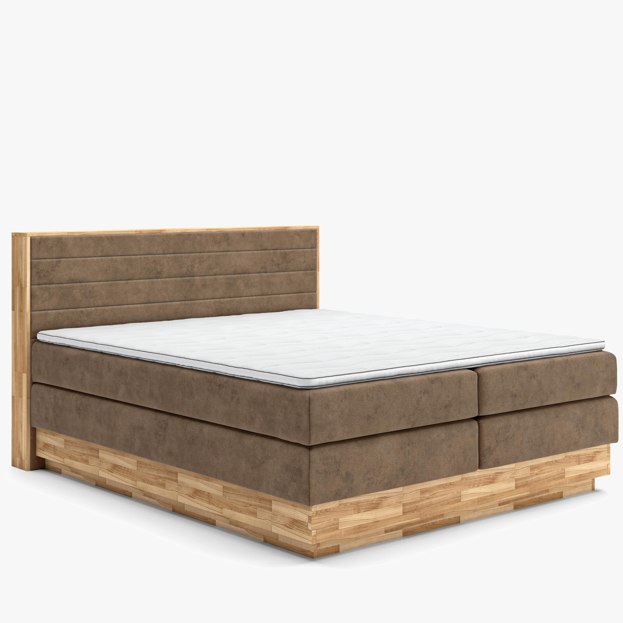 Luxuriöses Boxspring-Bett massiv Eiche