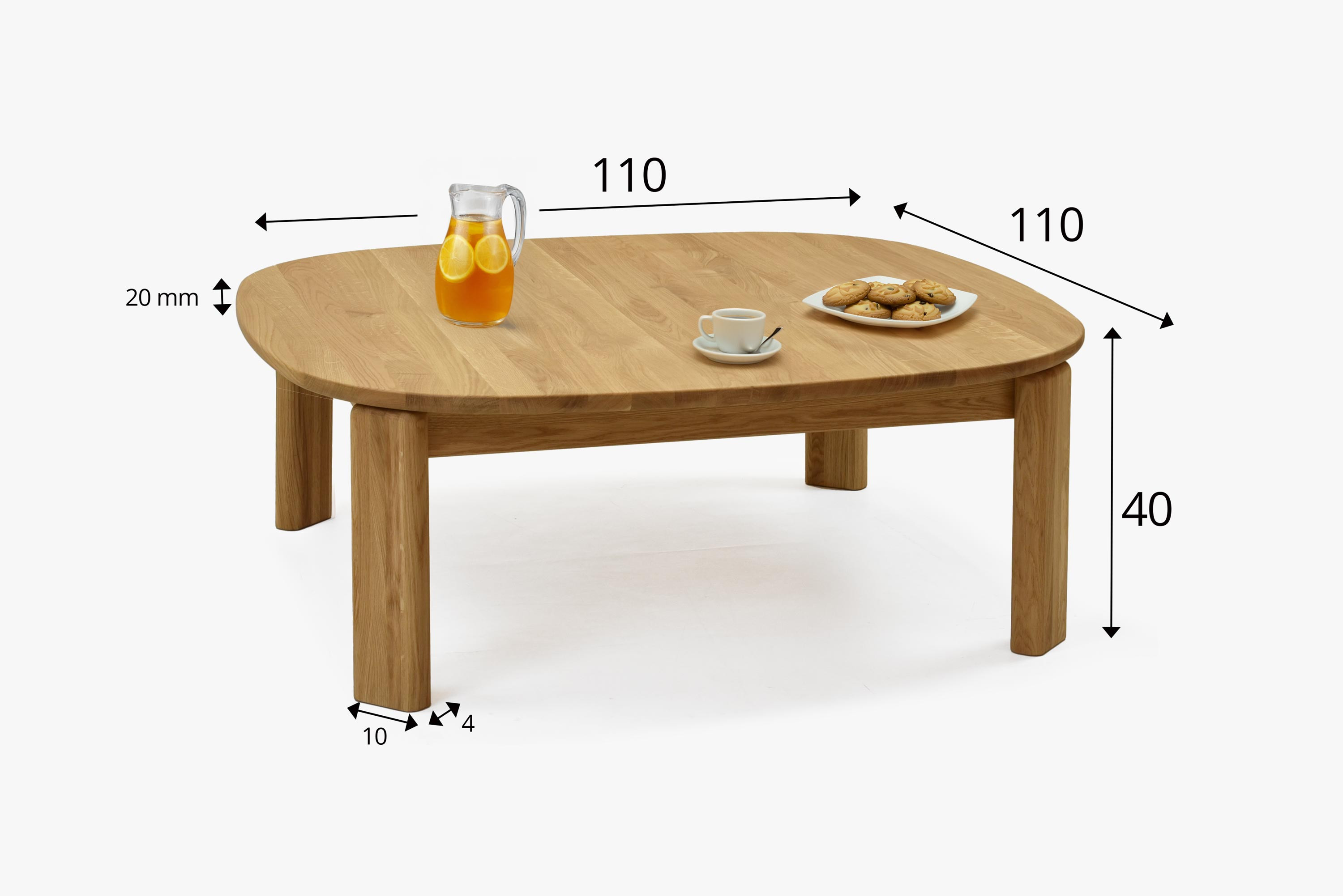 Dubový konferenčný stolík 110 x 110 cm model Robi