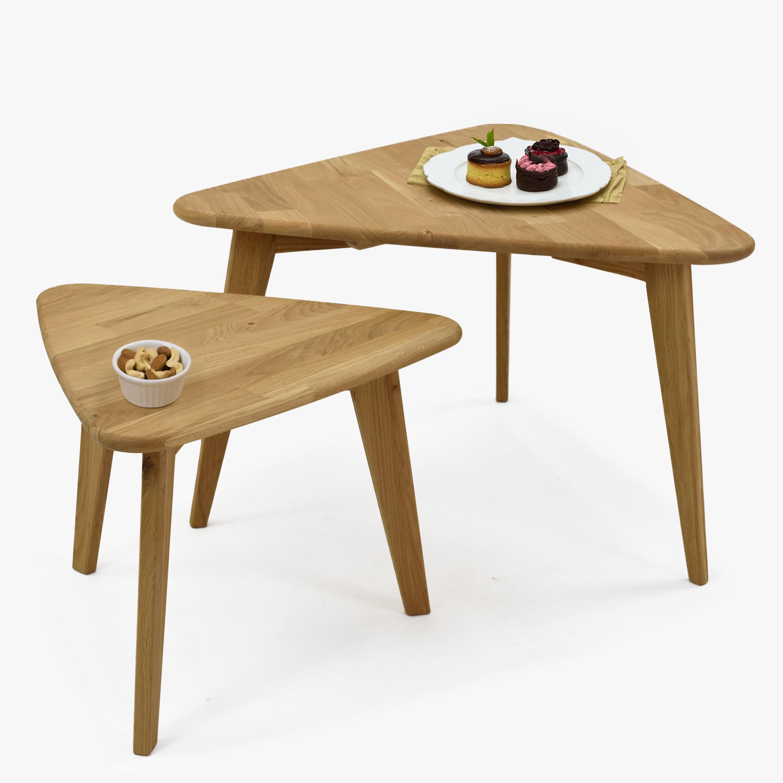 Set von zwei Holztischen aus Eichenholz