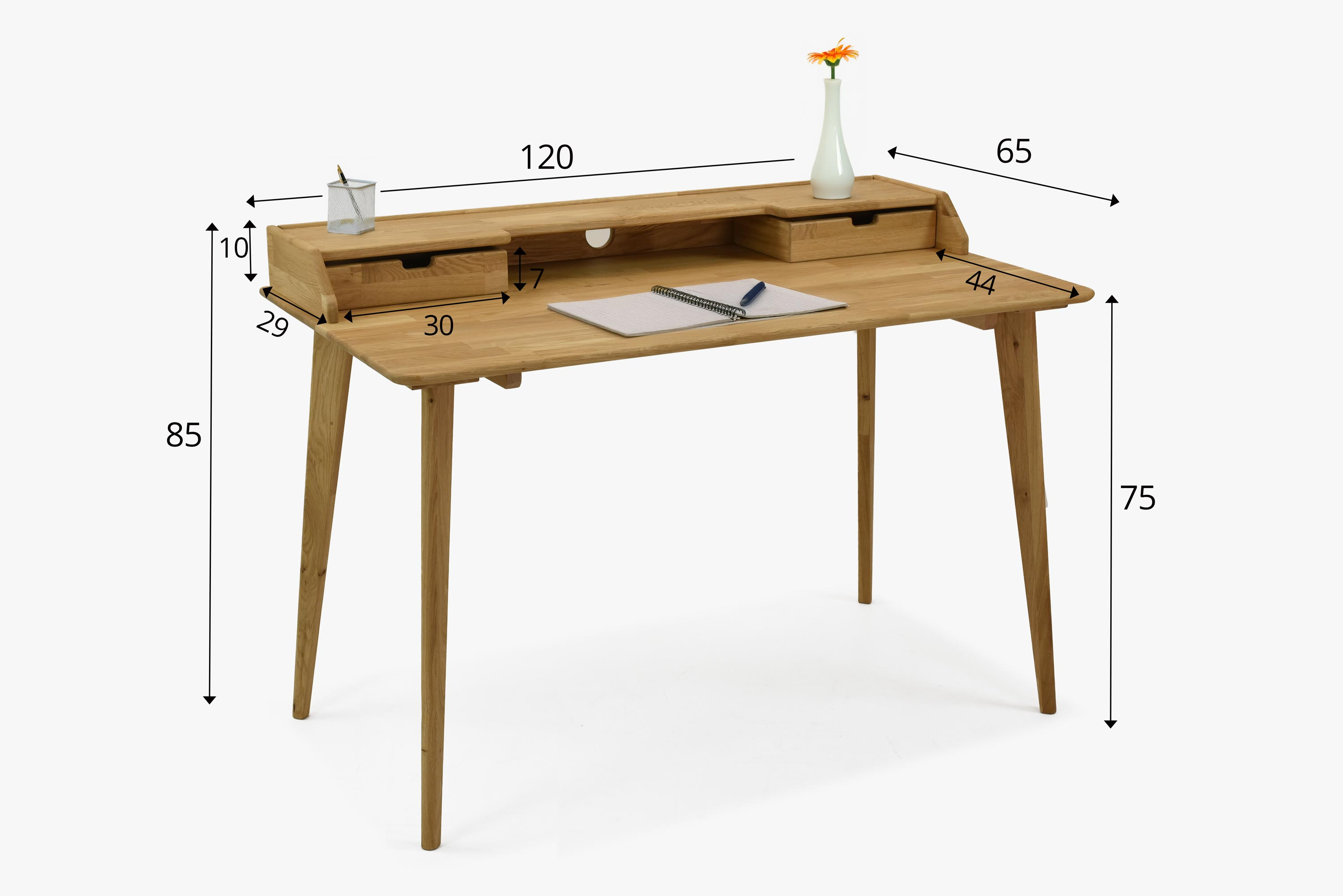 Tömör tölgy számítógépasztal