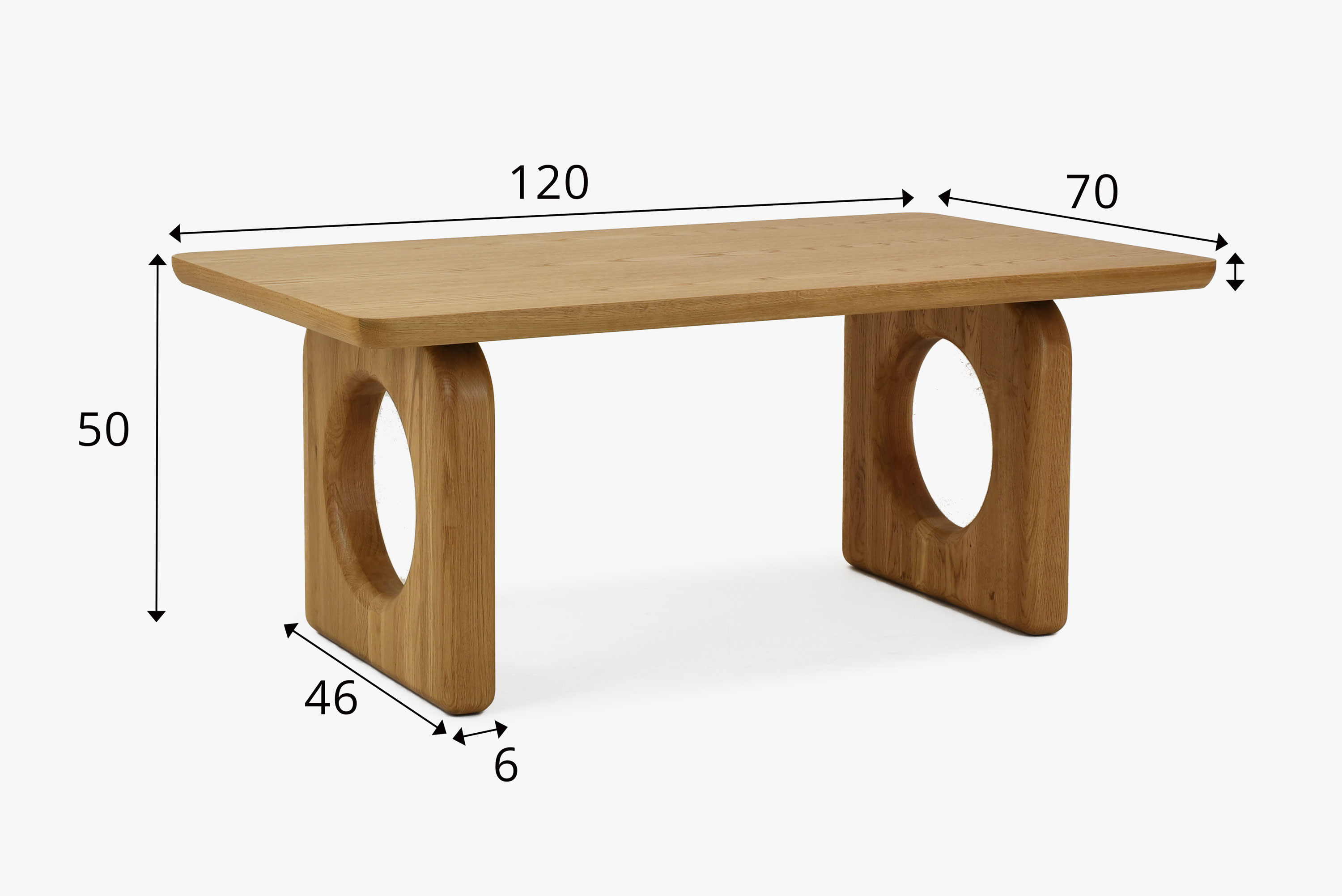 Dizájnos tölgy dohányzóasztal 120 x 70 cm