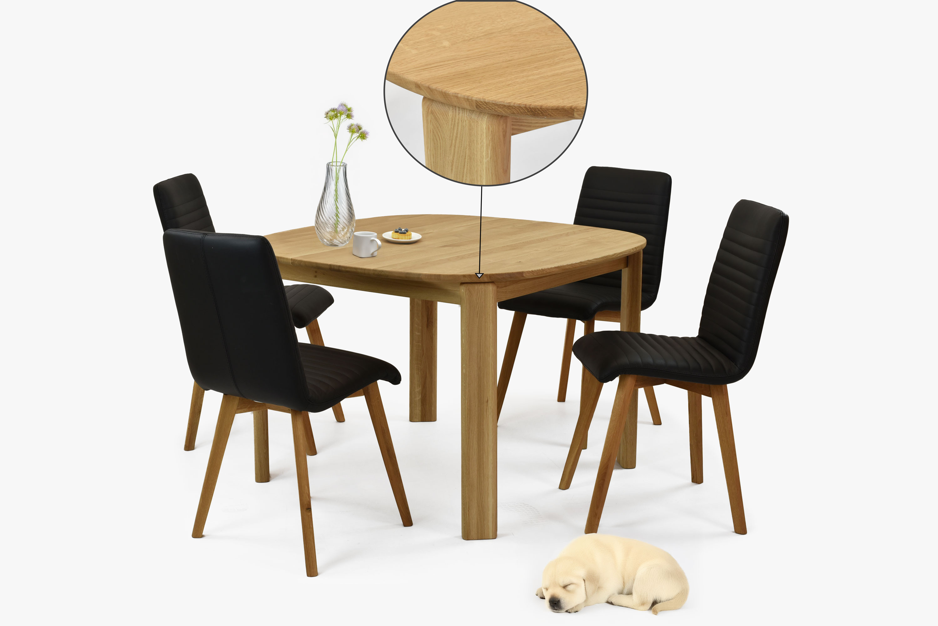 Dubový dizajnový drevený jedálenský stôl 110 x 110 cm model Robi