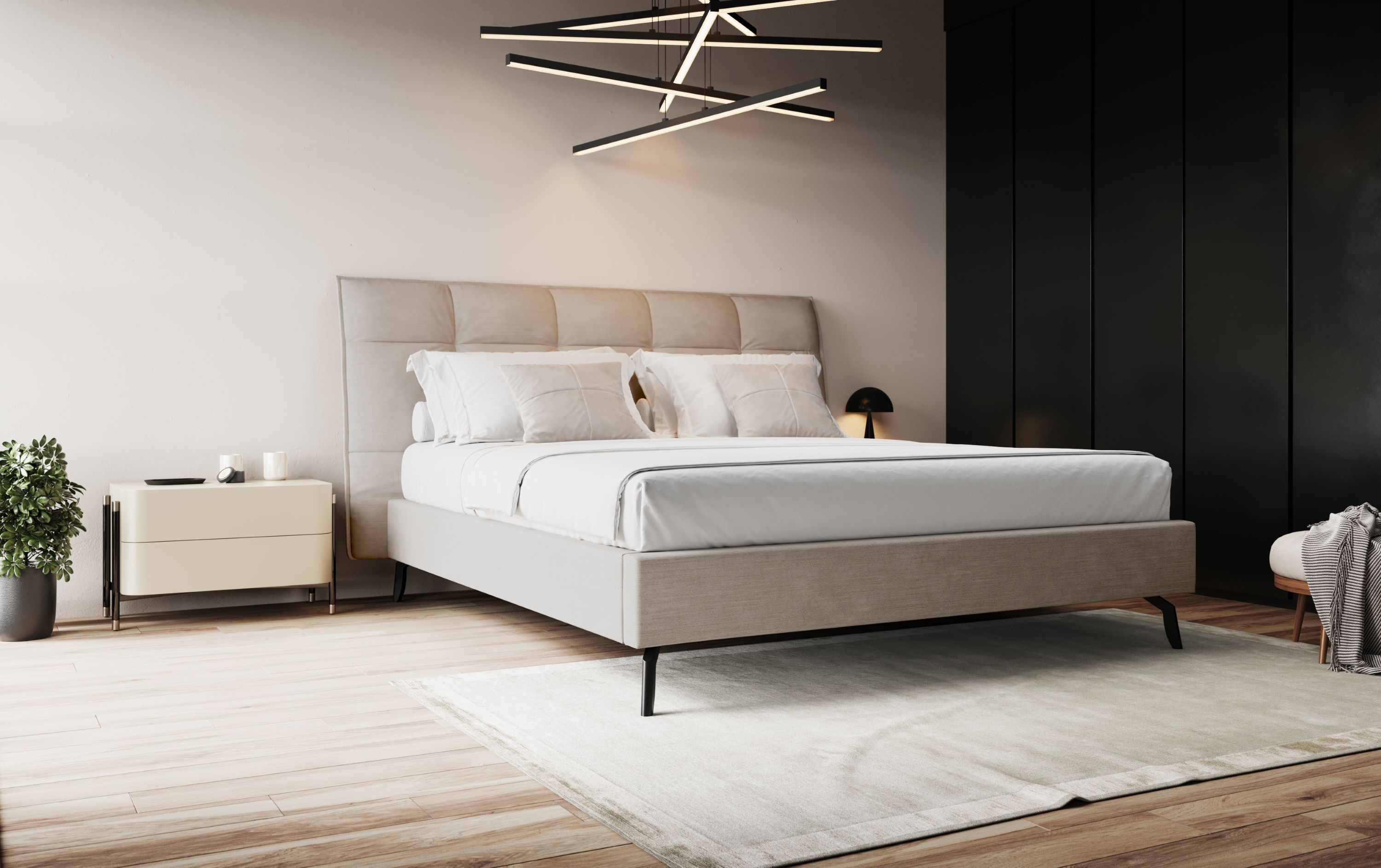 Kárpitozott ágy tárolóval 