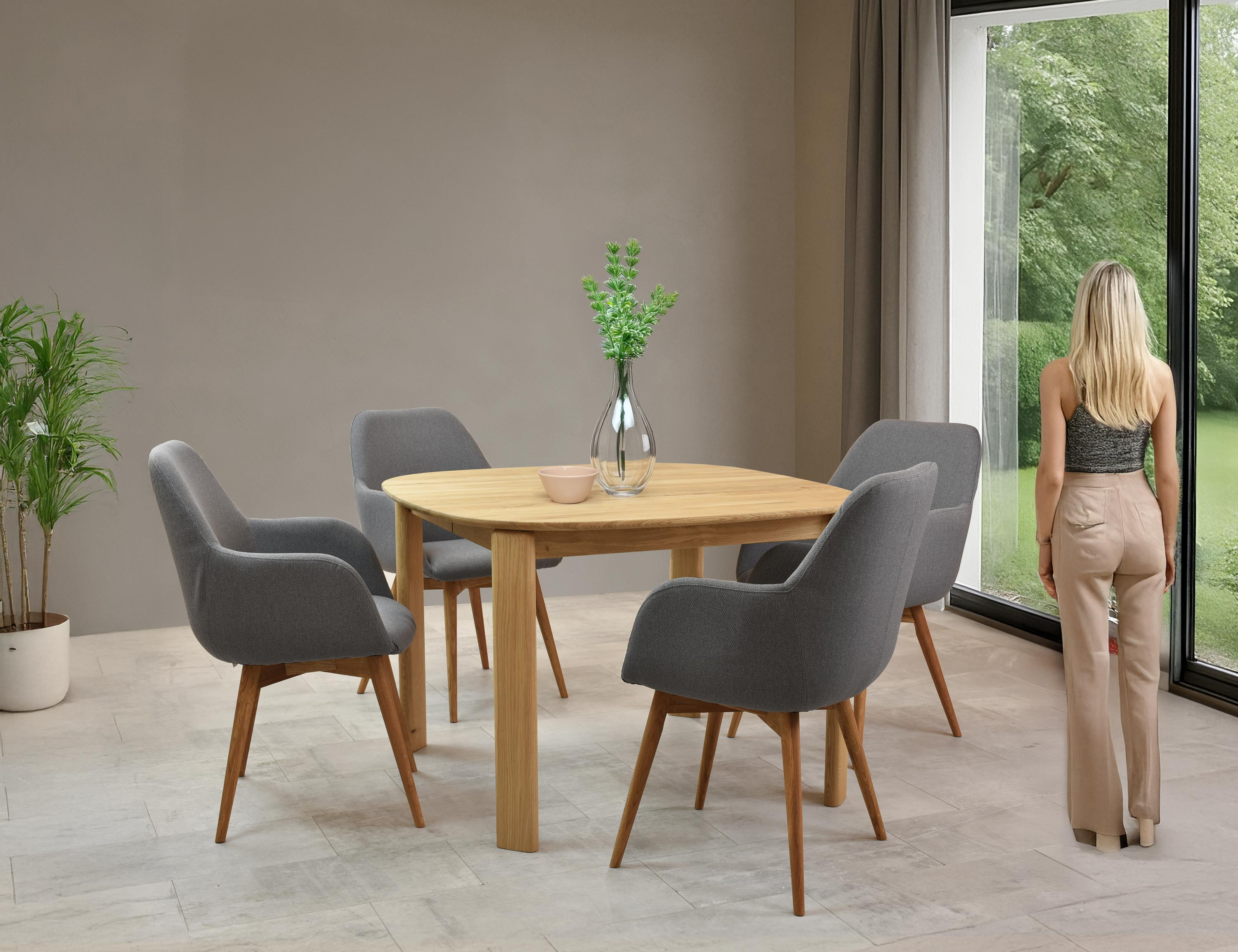 Design Stuhl mit Armlehnen, Sky Grau