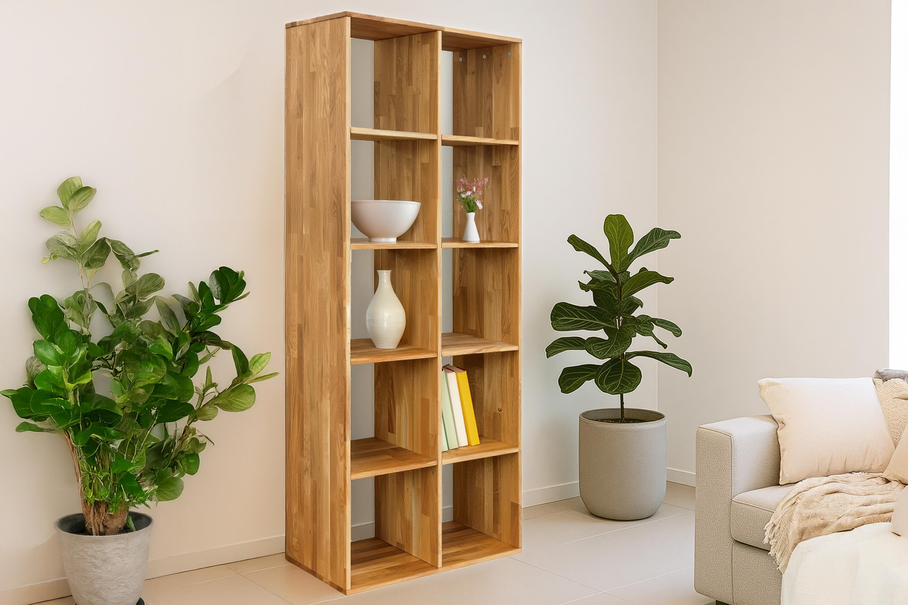 Regal aus massivem Eichenholz 187 x 76 cm – geölte Oberfläche