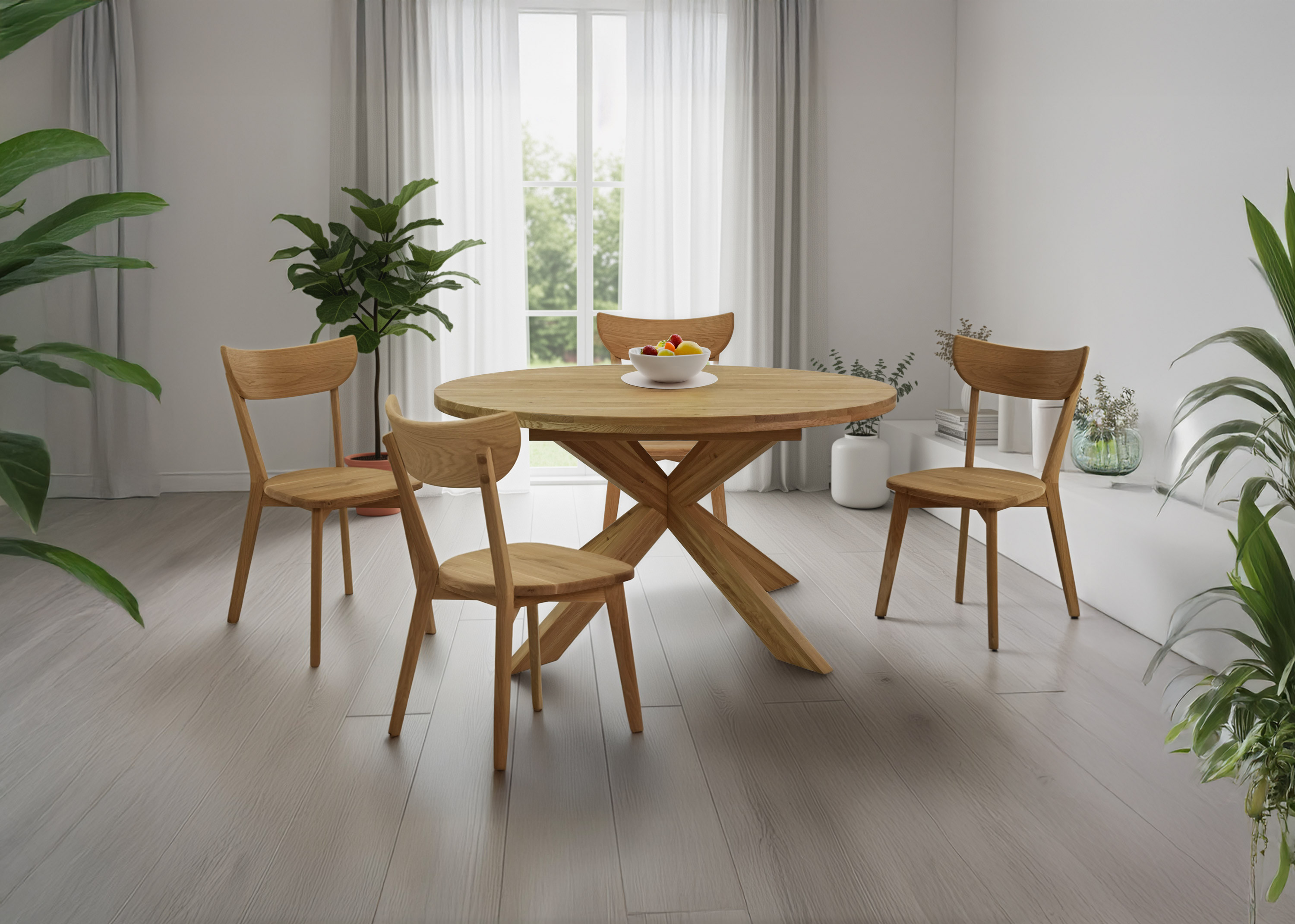 Rozkladací okrúhly stôl z masívu dub, Holger