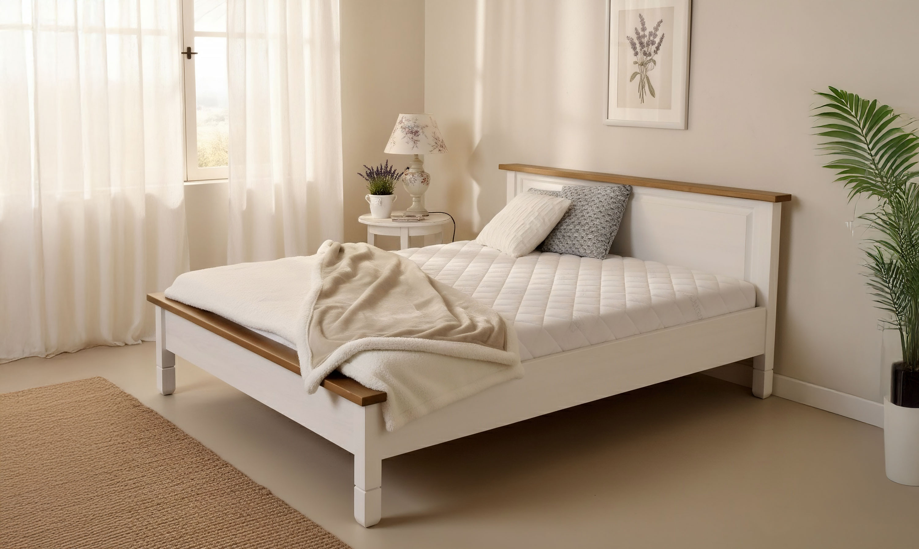 Fehér rusztikus ágy France 160 x 200 cm