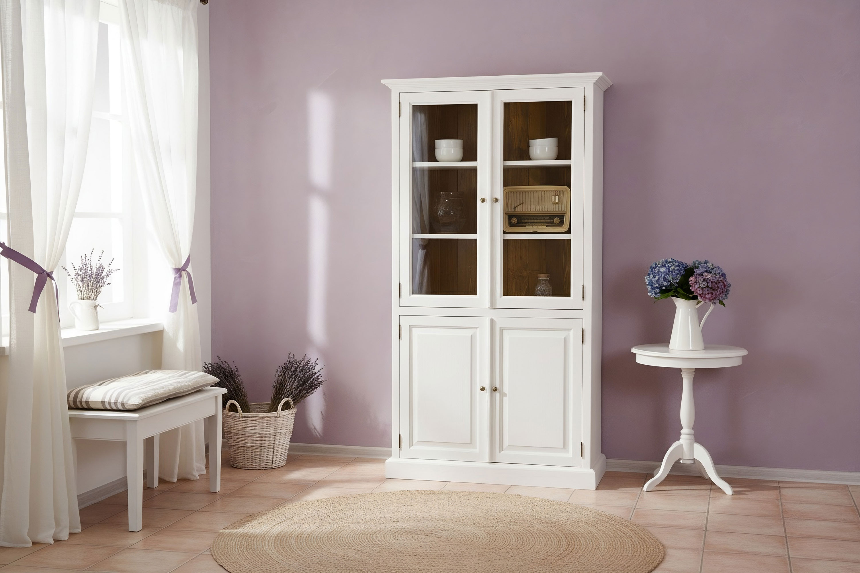 Kétajtós fa vitrin provence stílusban