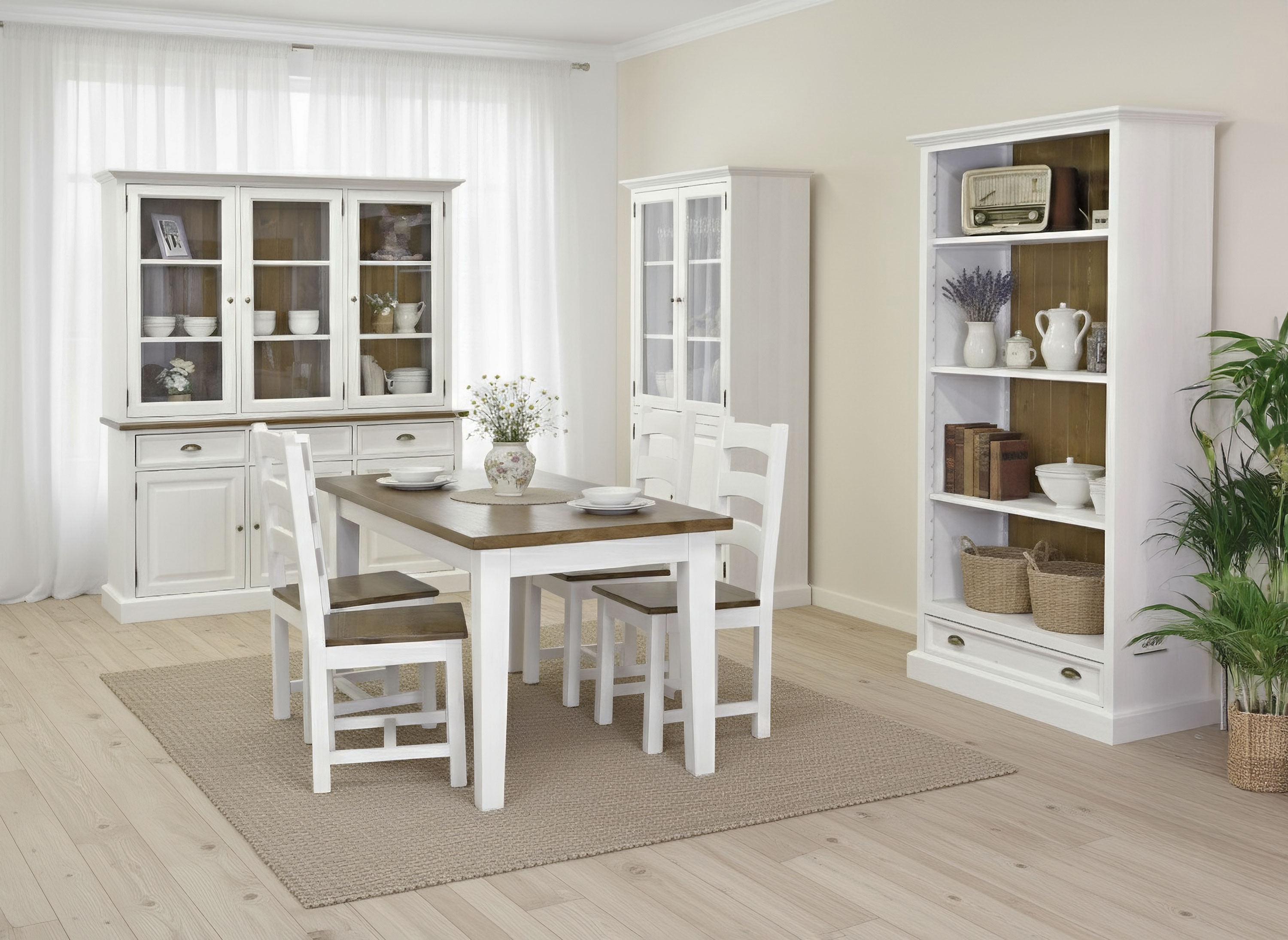 Fából készült polcos szekrény provence stílusban