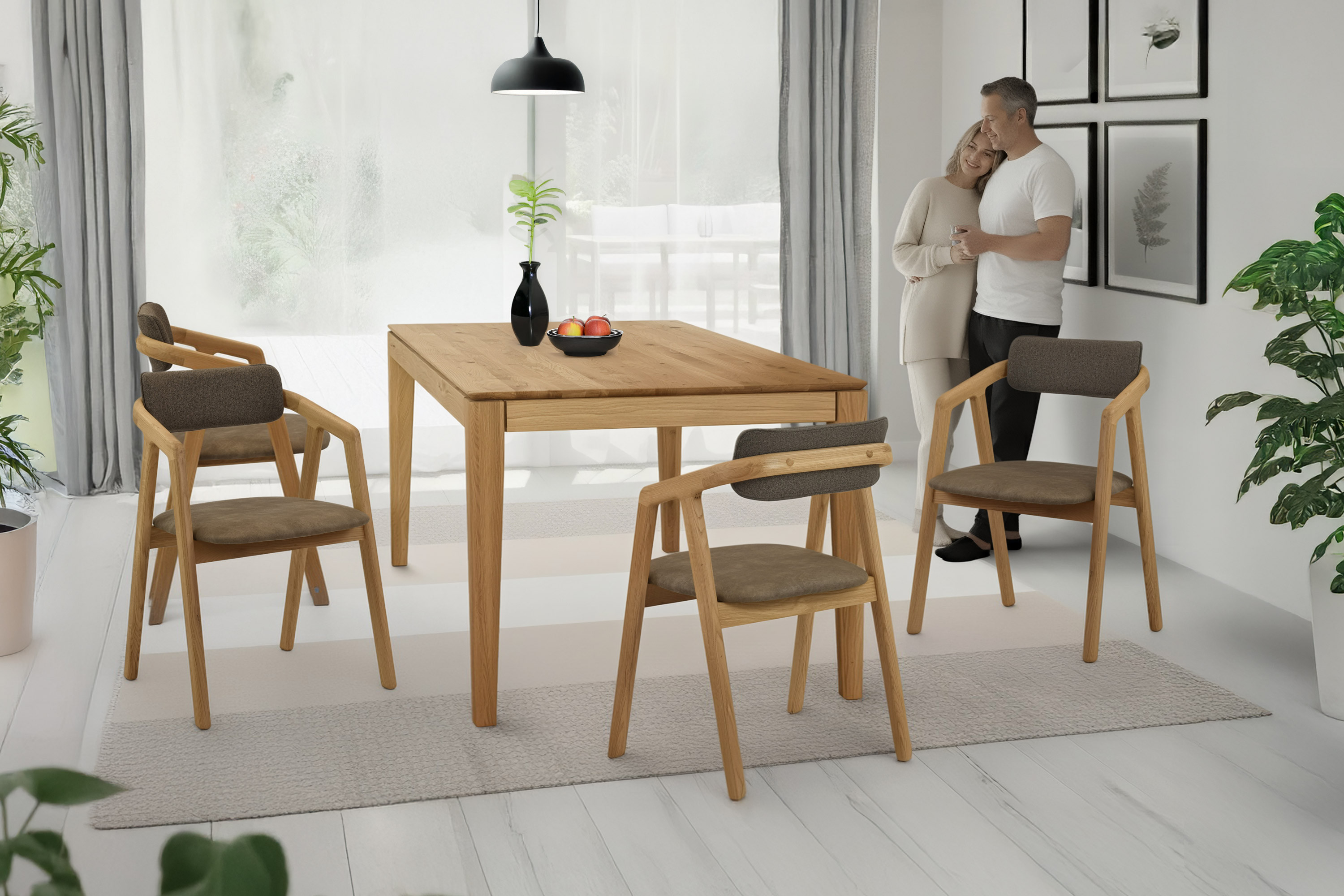 Premium-Eiche Stuhl – gepolstert in Braun