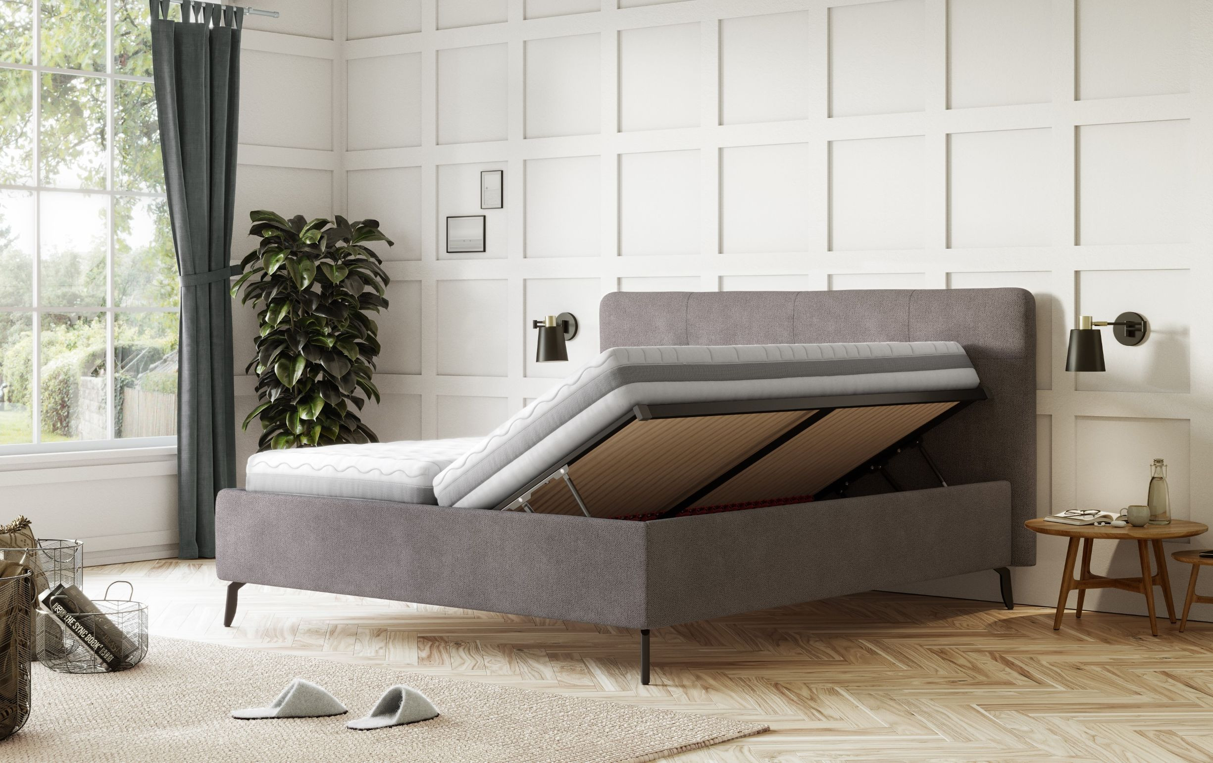 Čalúnená posteľ s úložným priestorom zelená, 180 x 200 cm