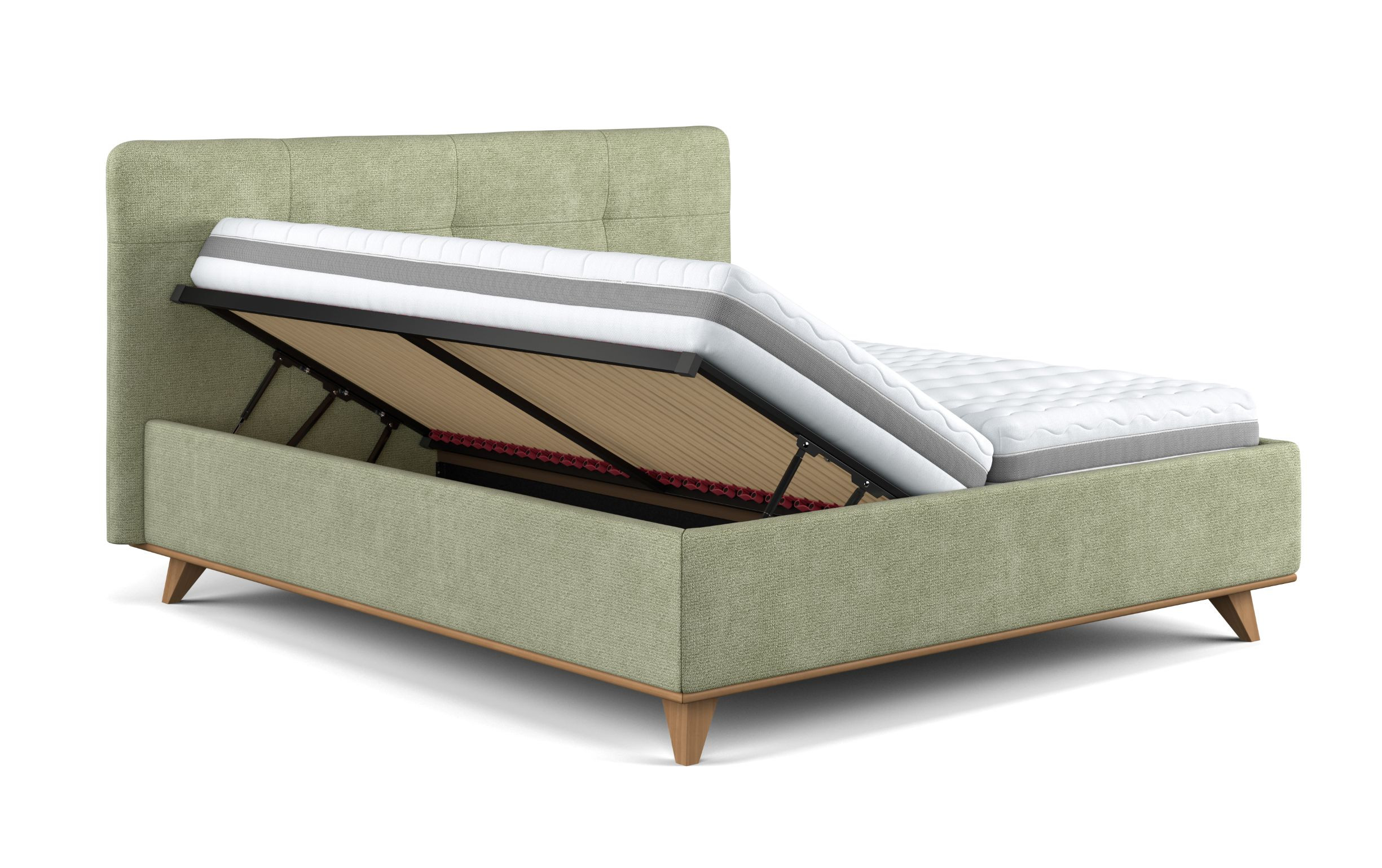 Čalúnená posteľ s úložným priestorom zelená, 180 x 200 cm