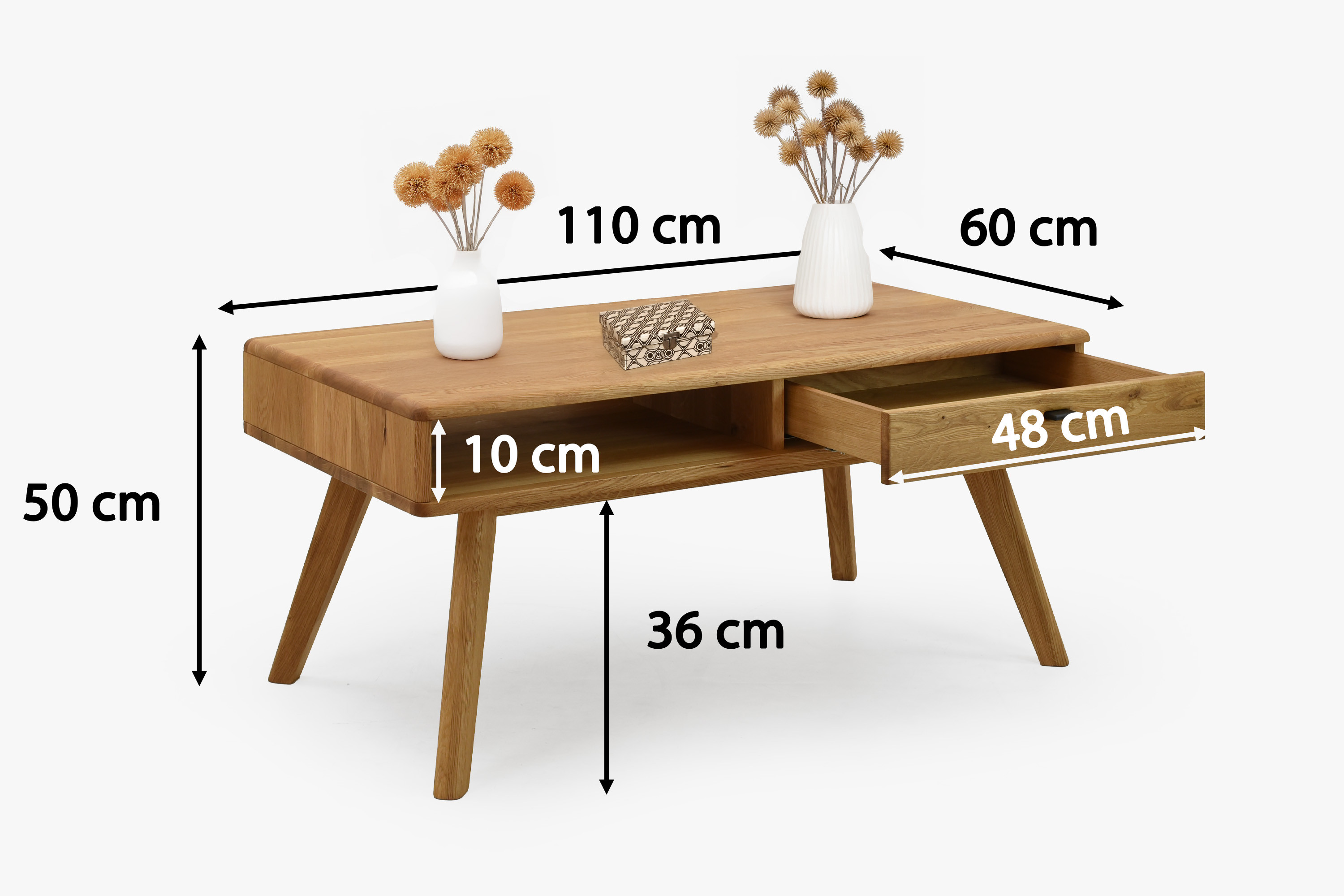 Tölgy dohányzóasztal 110 x 60 cm