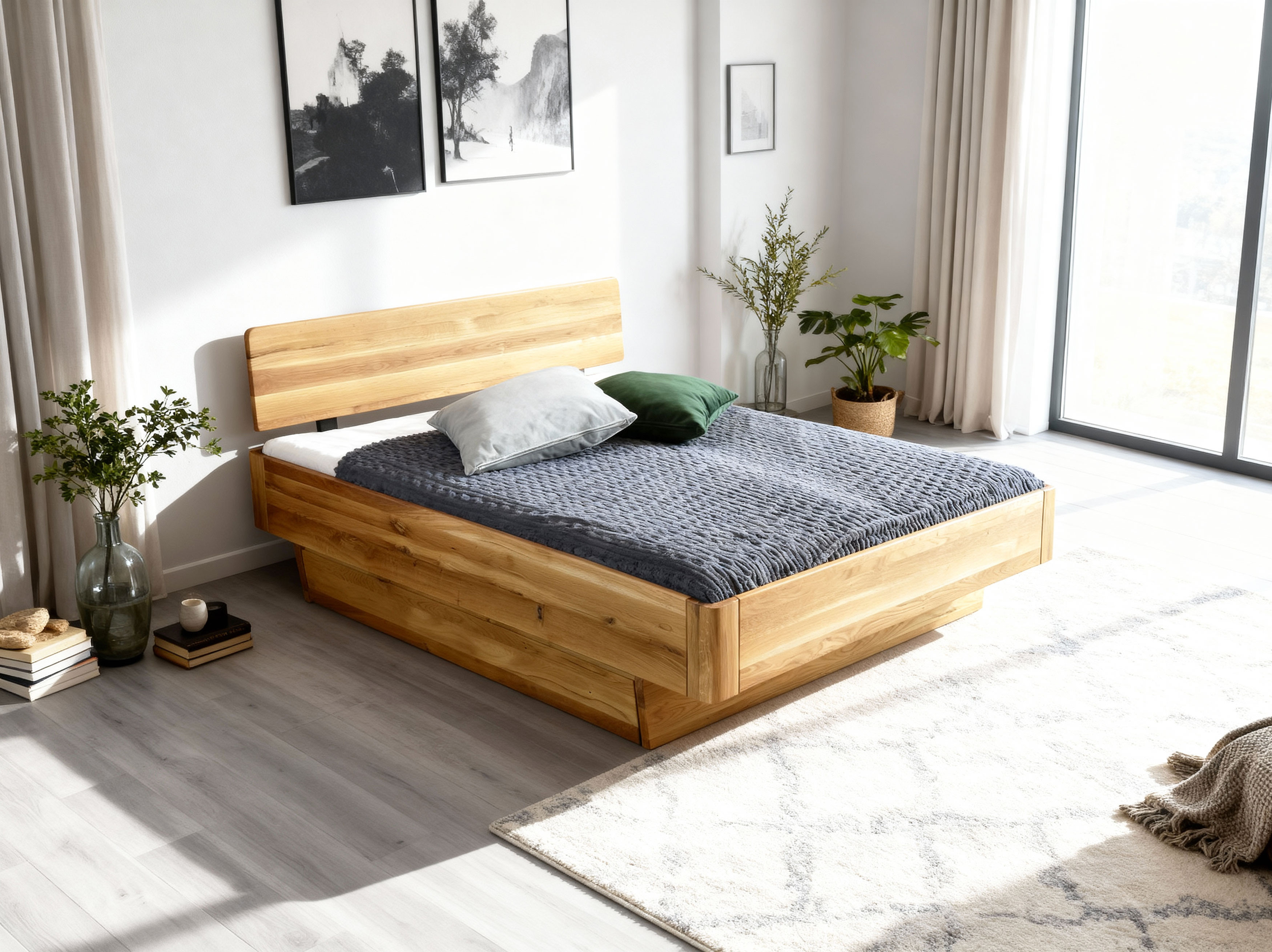 Massives Doppelbett Stockholm 180x200 cm aus Eiche