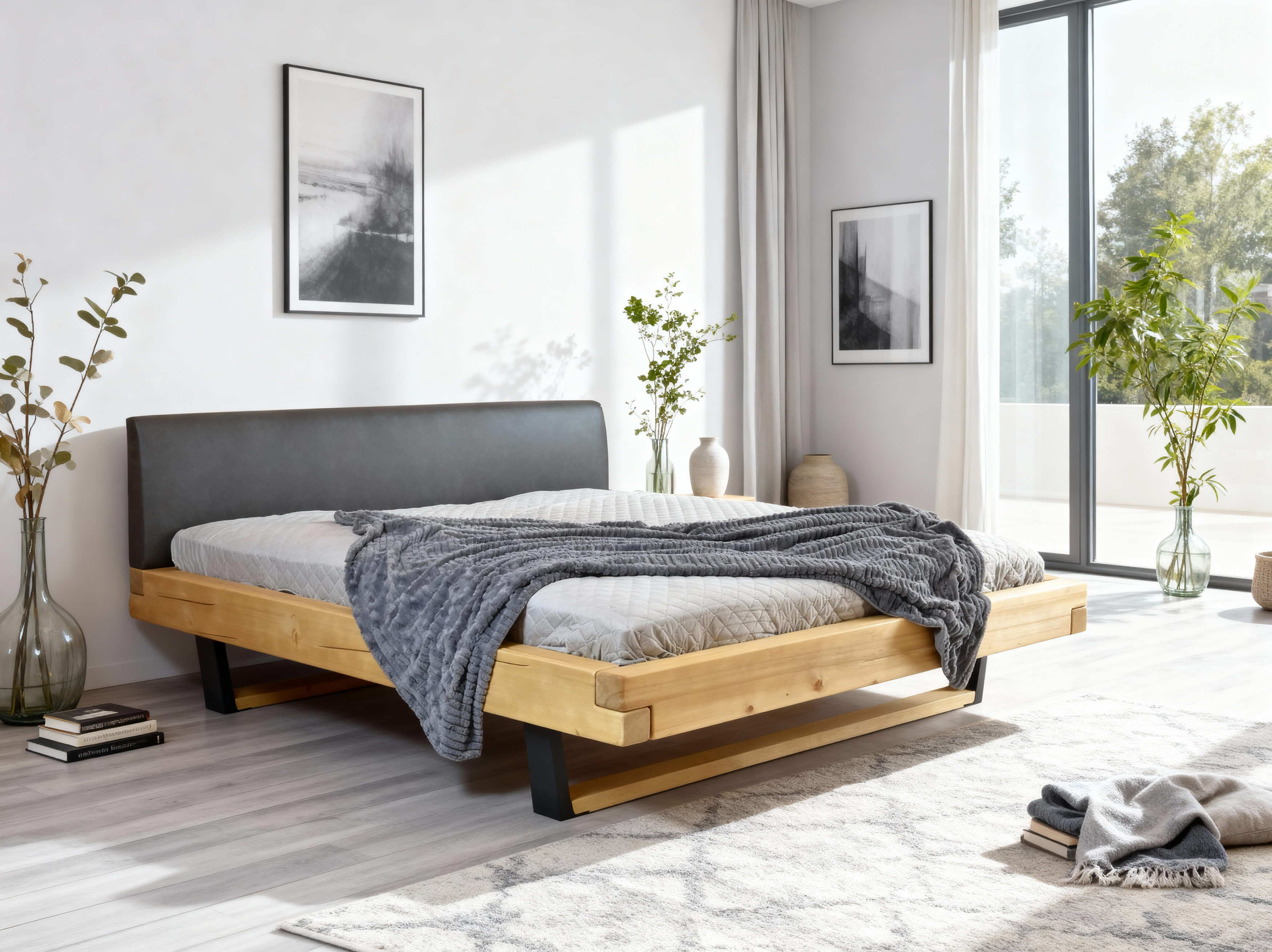 Massivholzbett auf Füßen Fichte