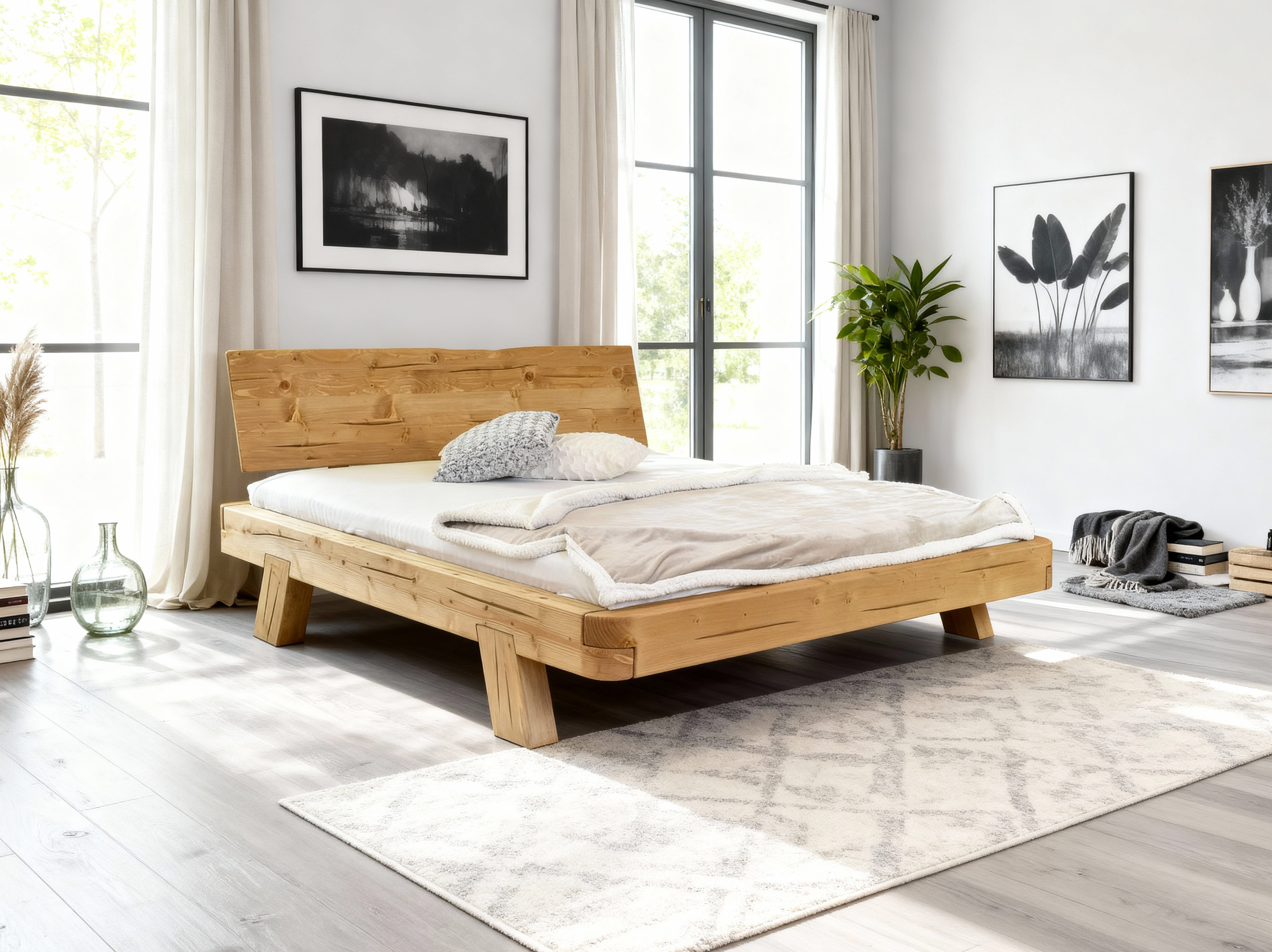 Posteľ z trámov smrek MIA