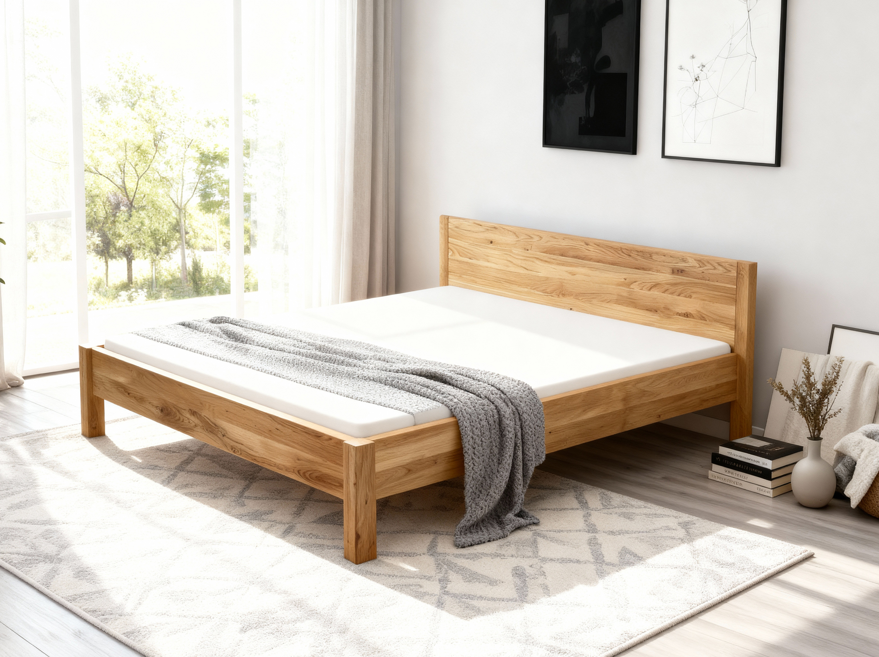 Massivholz-Eichenbett Modell Richard