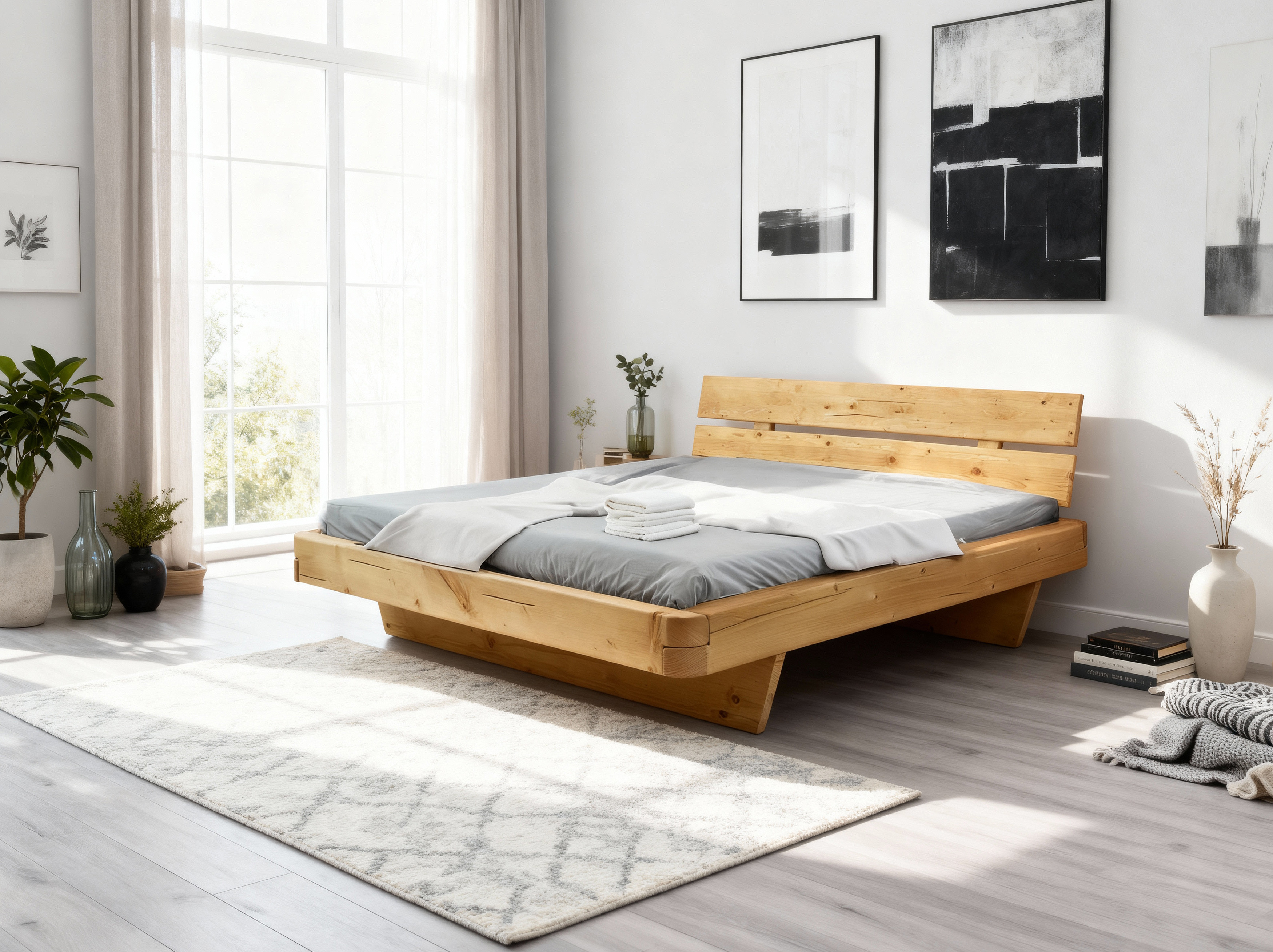 Echtes Fichtenholz-Bett 180 cm