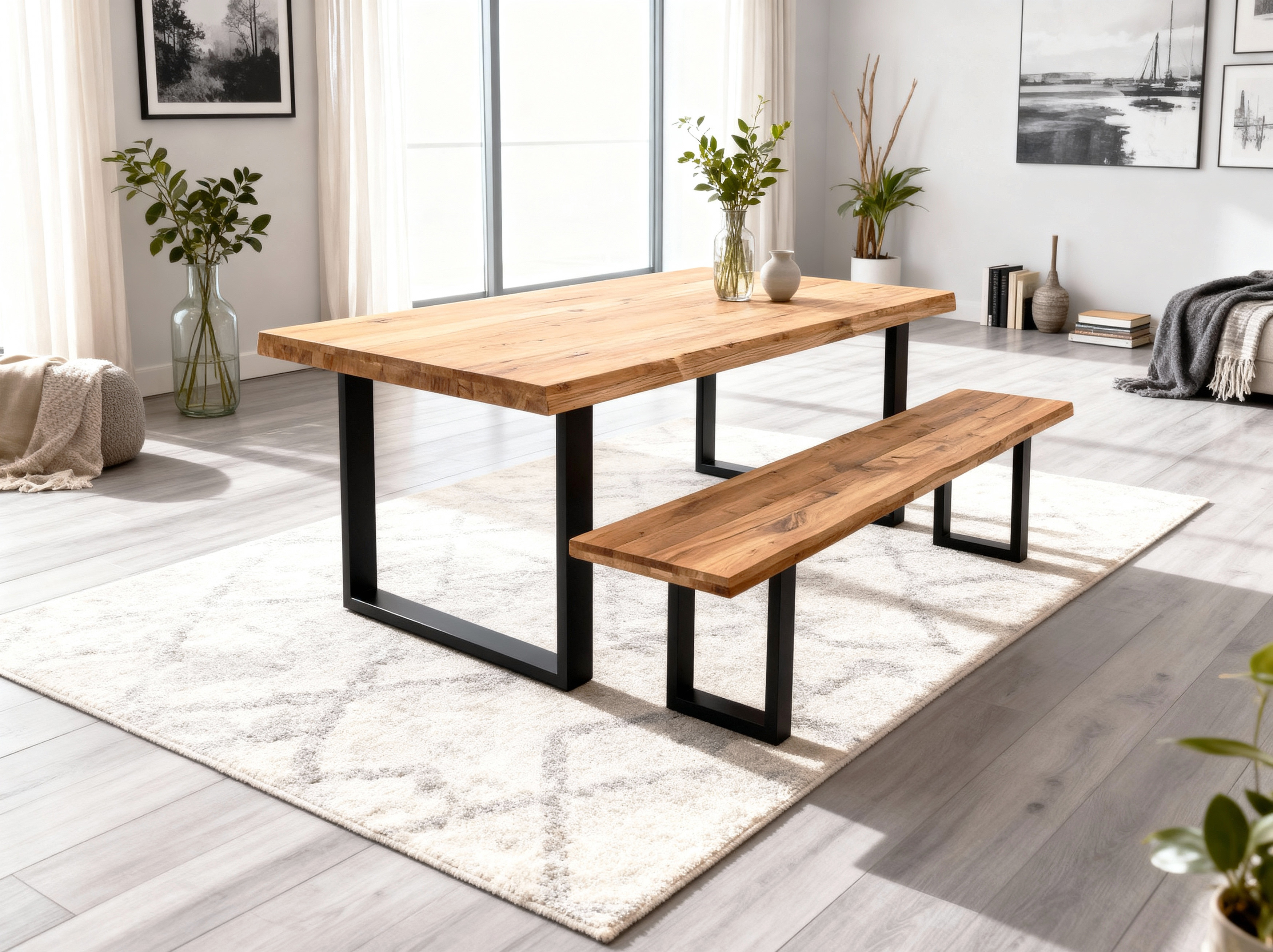 Eichentisch und Bank