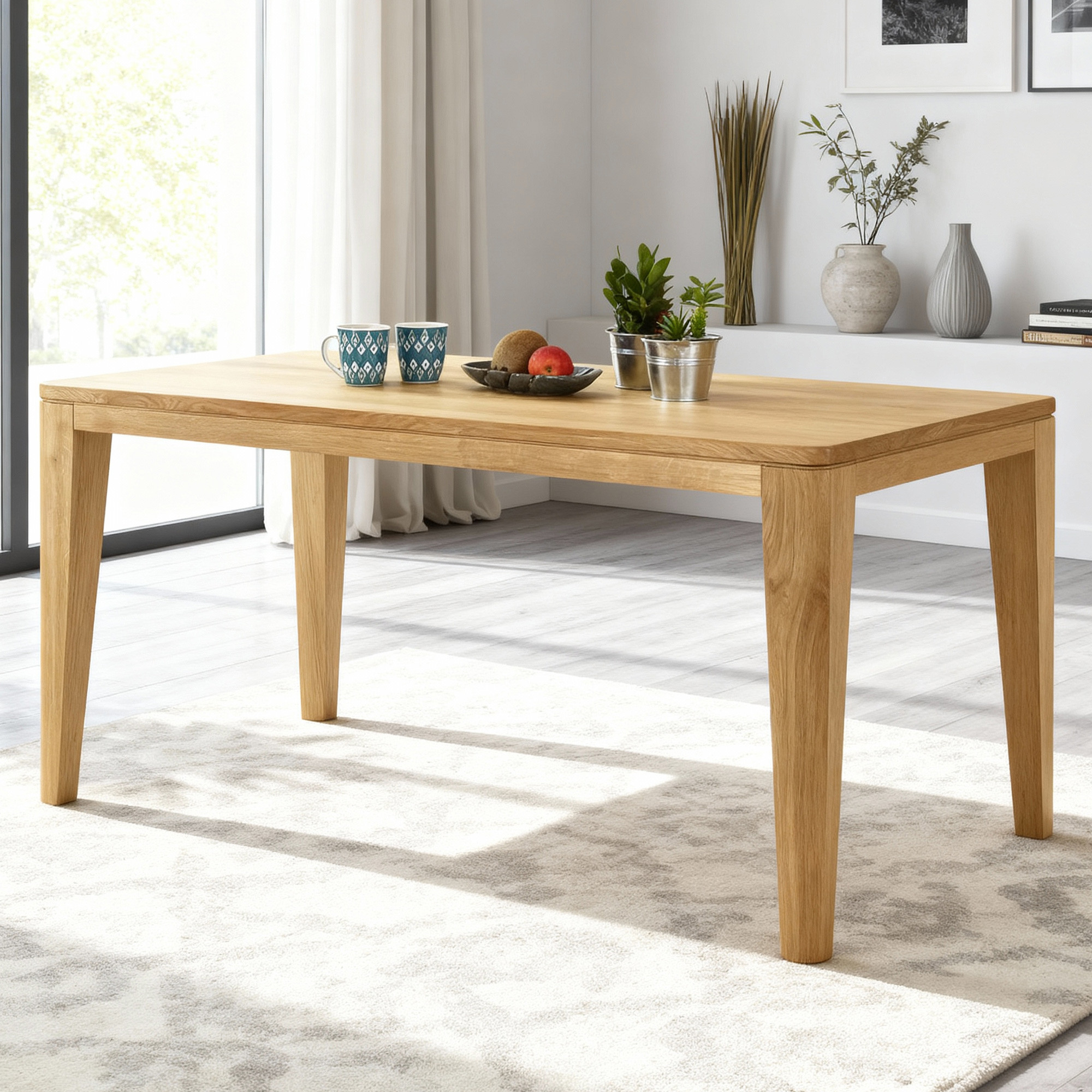 Tömör tölgyfa olajozott étkezőasztal, YORK modell 200 x 100 cm