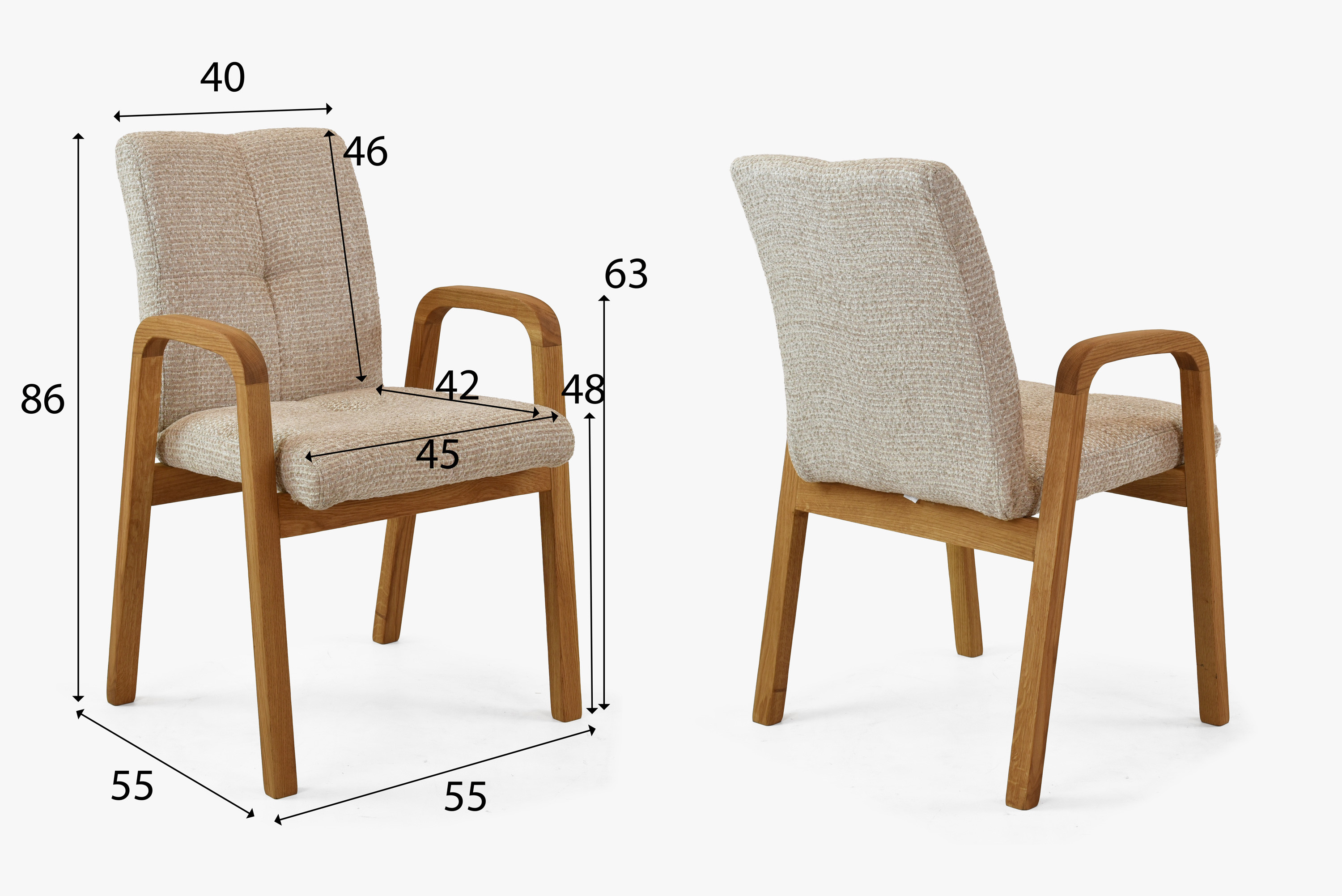 Dubová stolička Ori v modernej jedálni