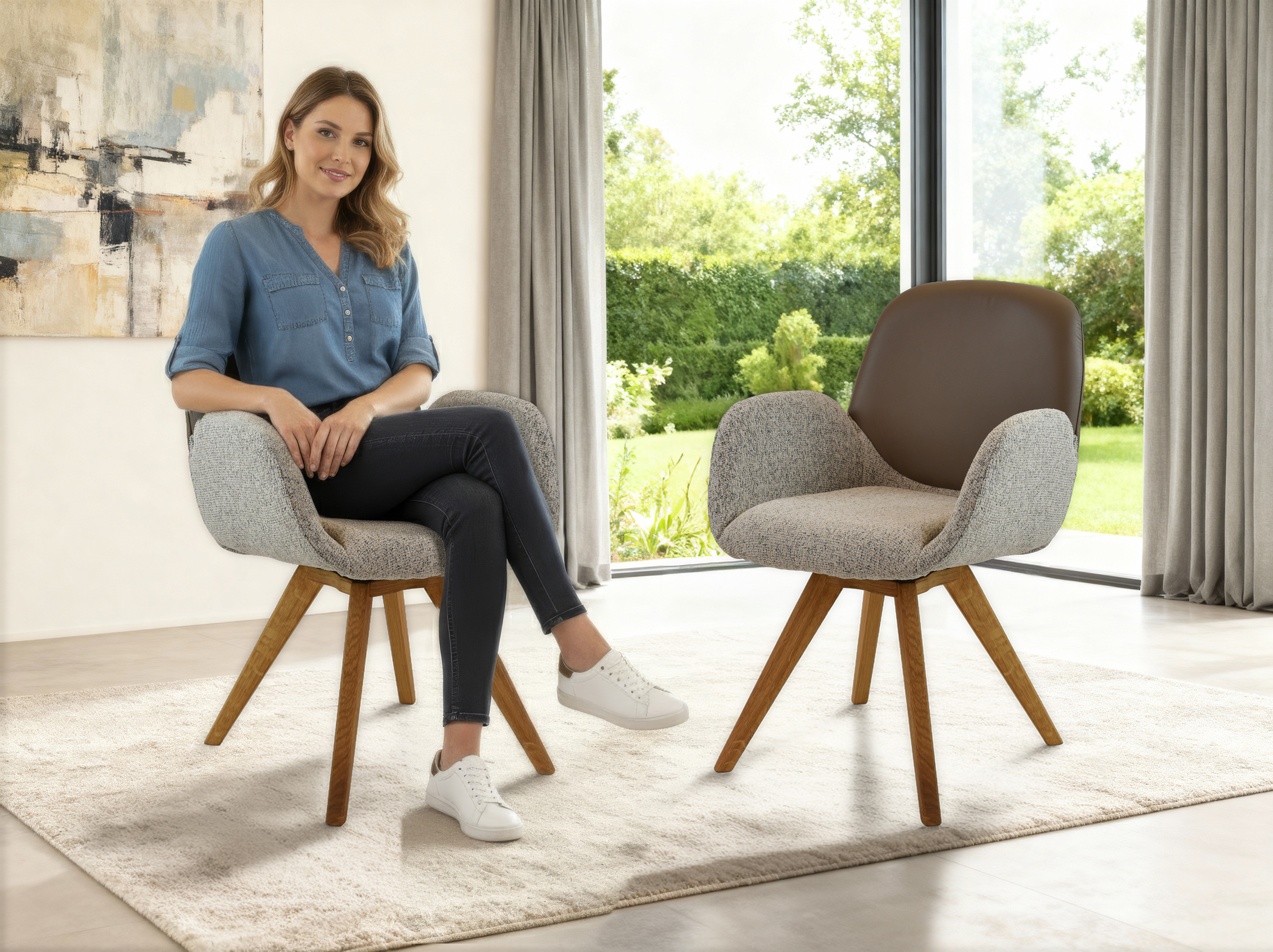 Detail dubového kresla Epic s čalúnením