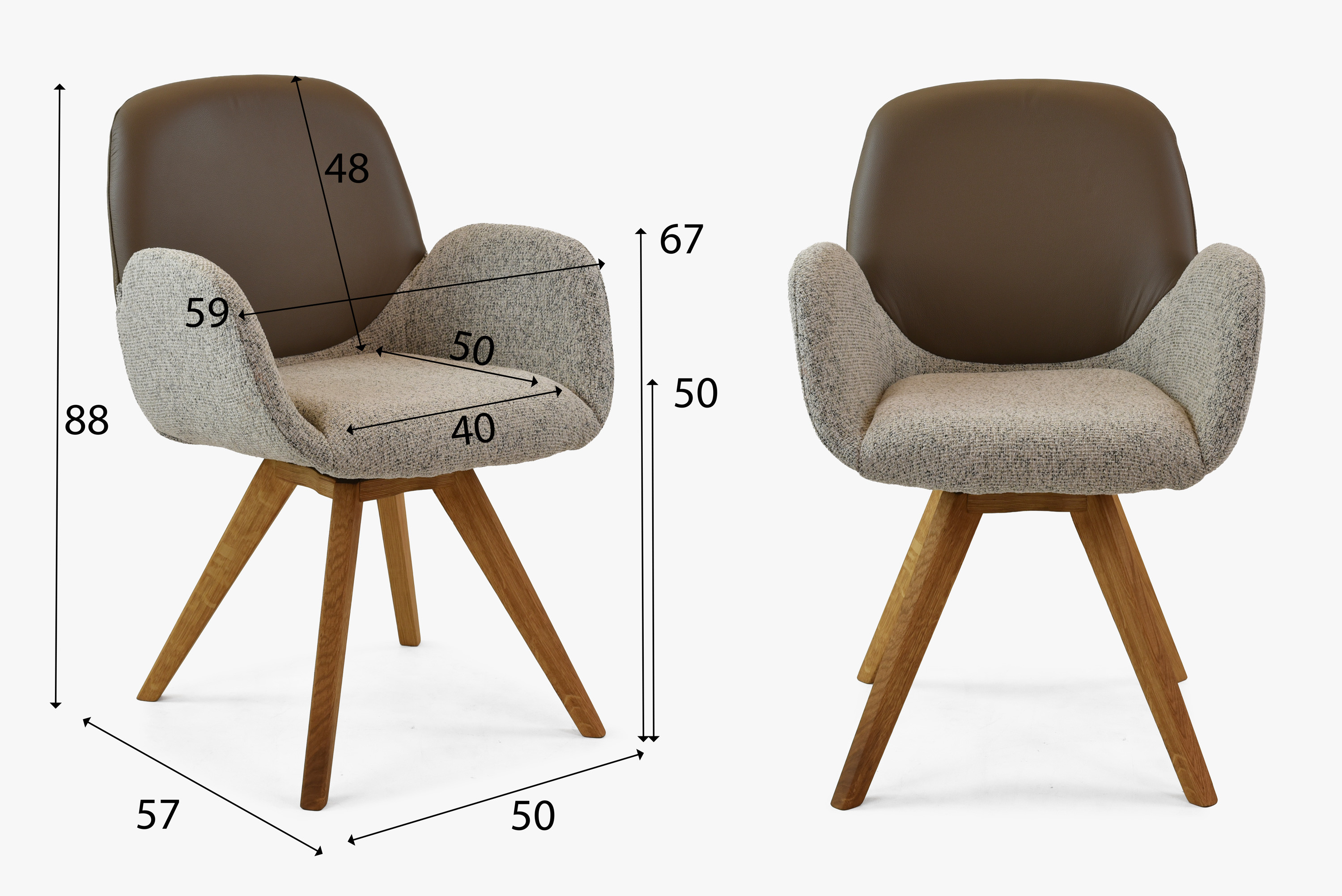 Dubové otočné kreslo v interiéri