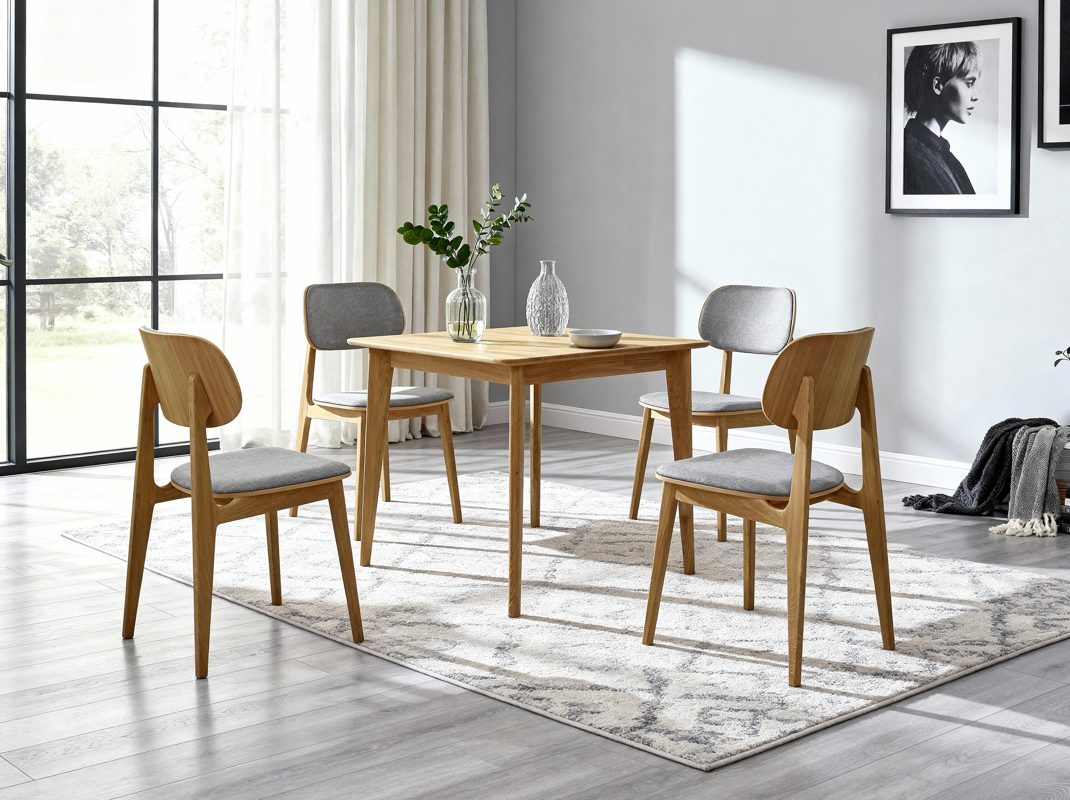 Eichen-Esstisch-Set 1 Tisch und 4 Stühle – natürliches Design für die Küche