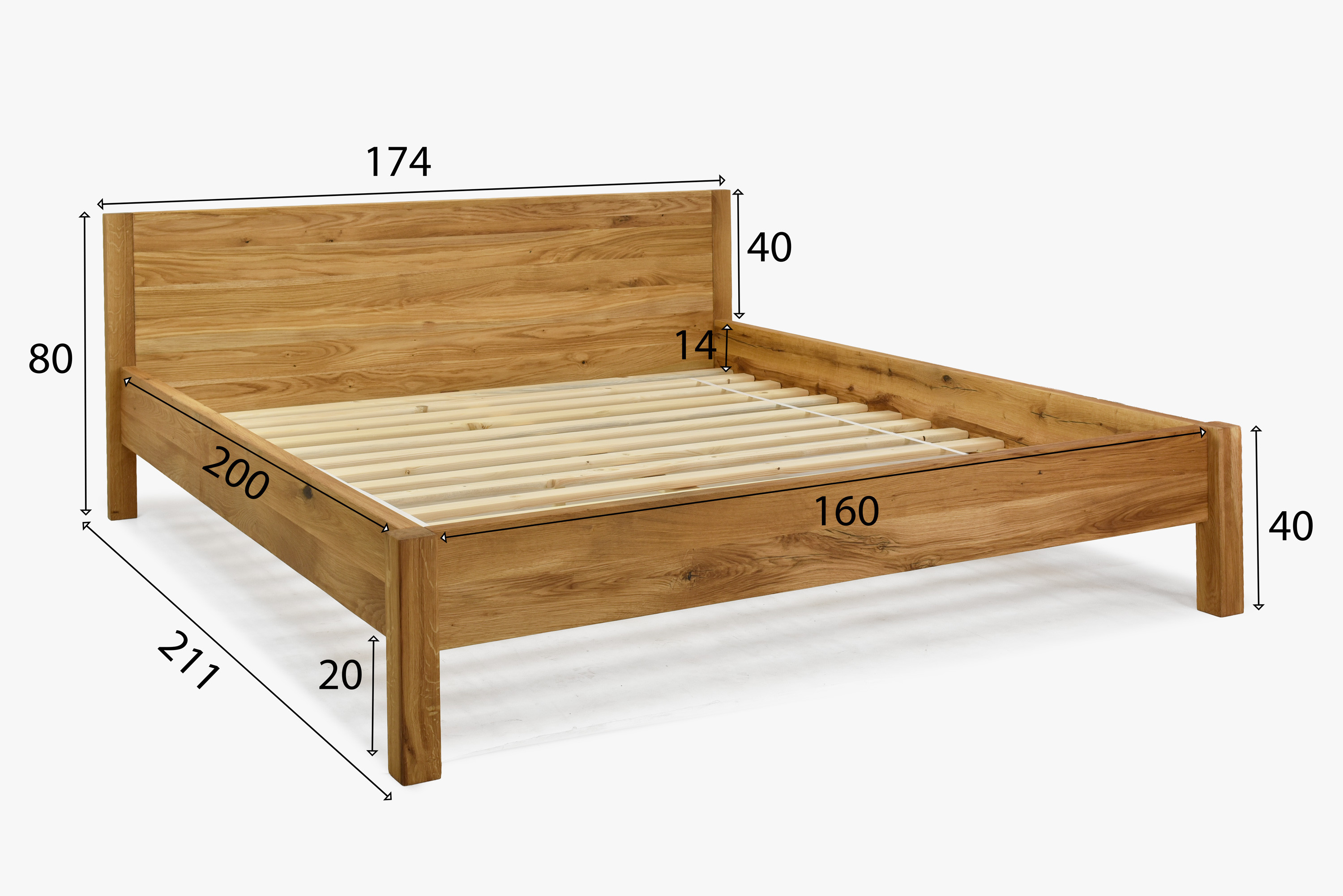 Massivholzbett 160 Eiche