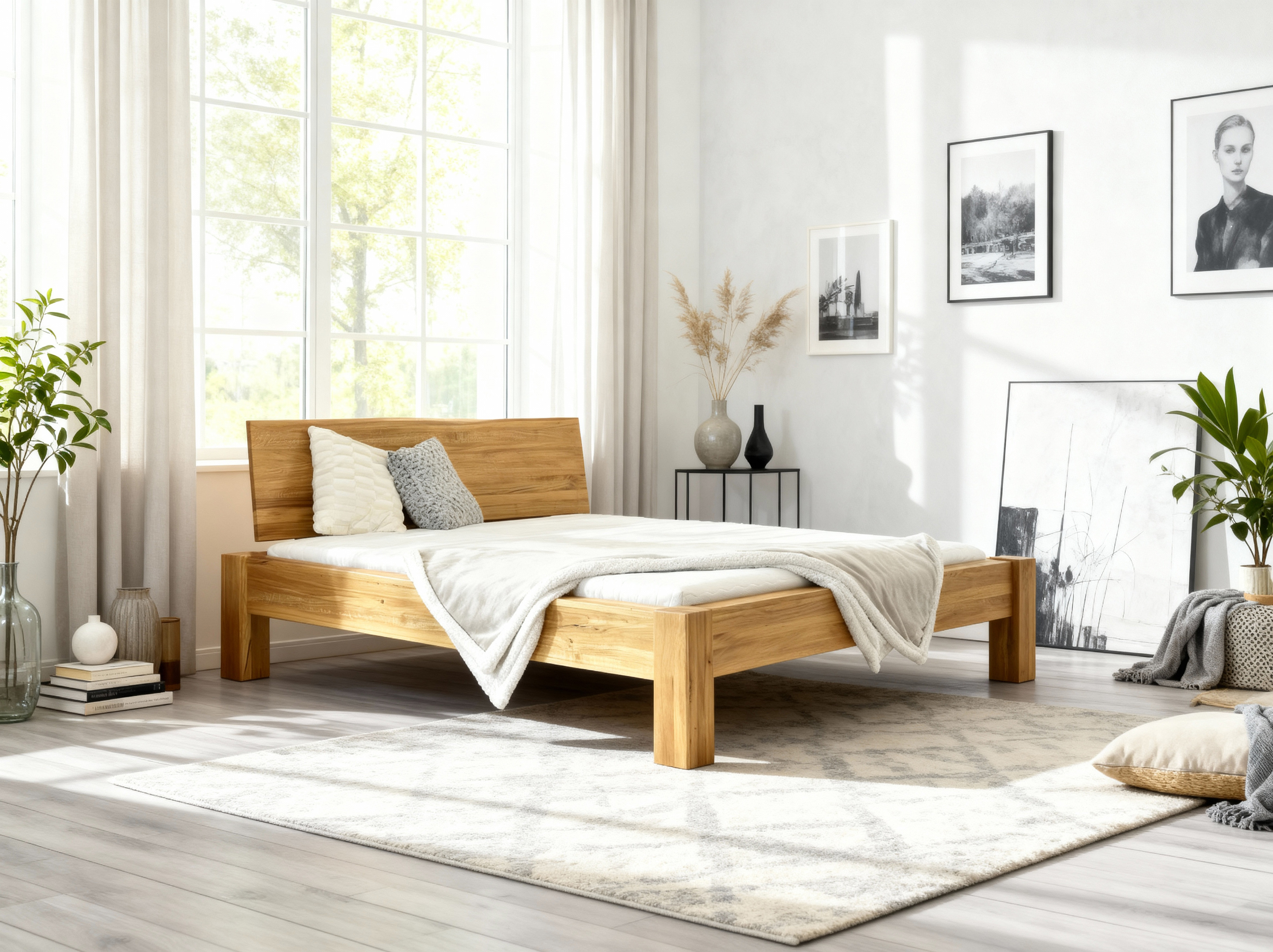 Doppelbett aus massivem Luxus-Eichenholz, Dunaj