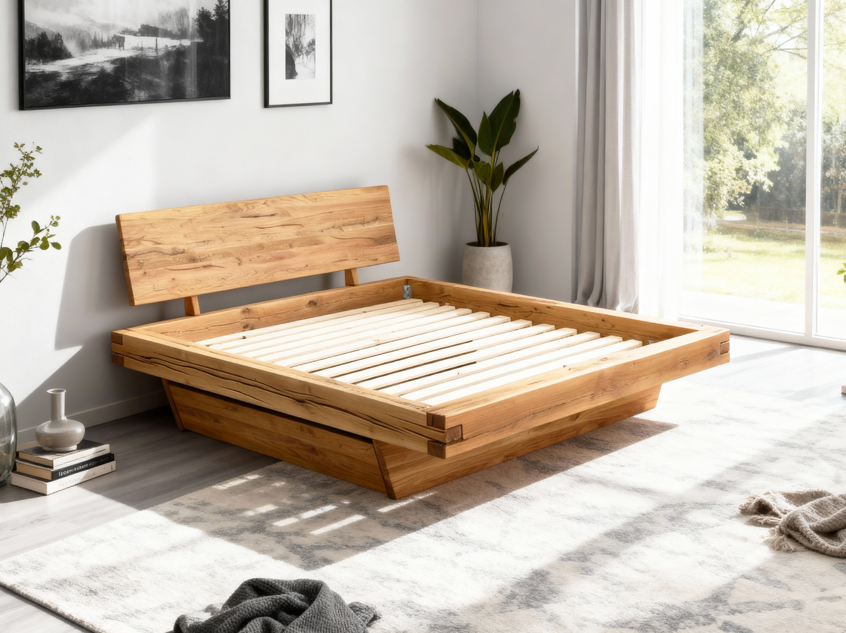 Dubett aus Balken im Raum