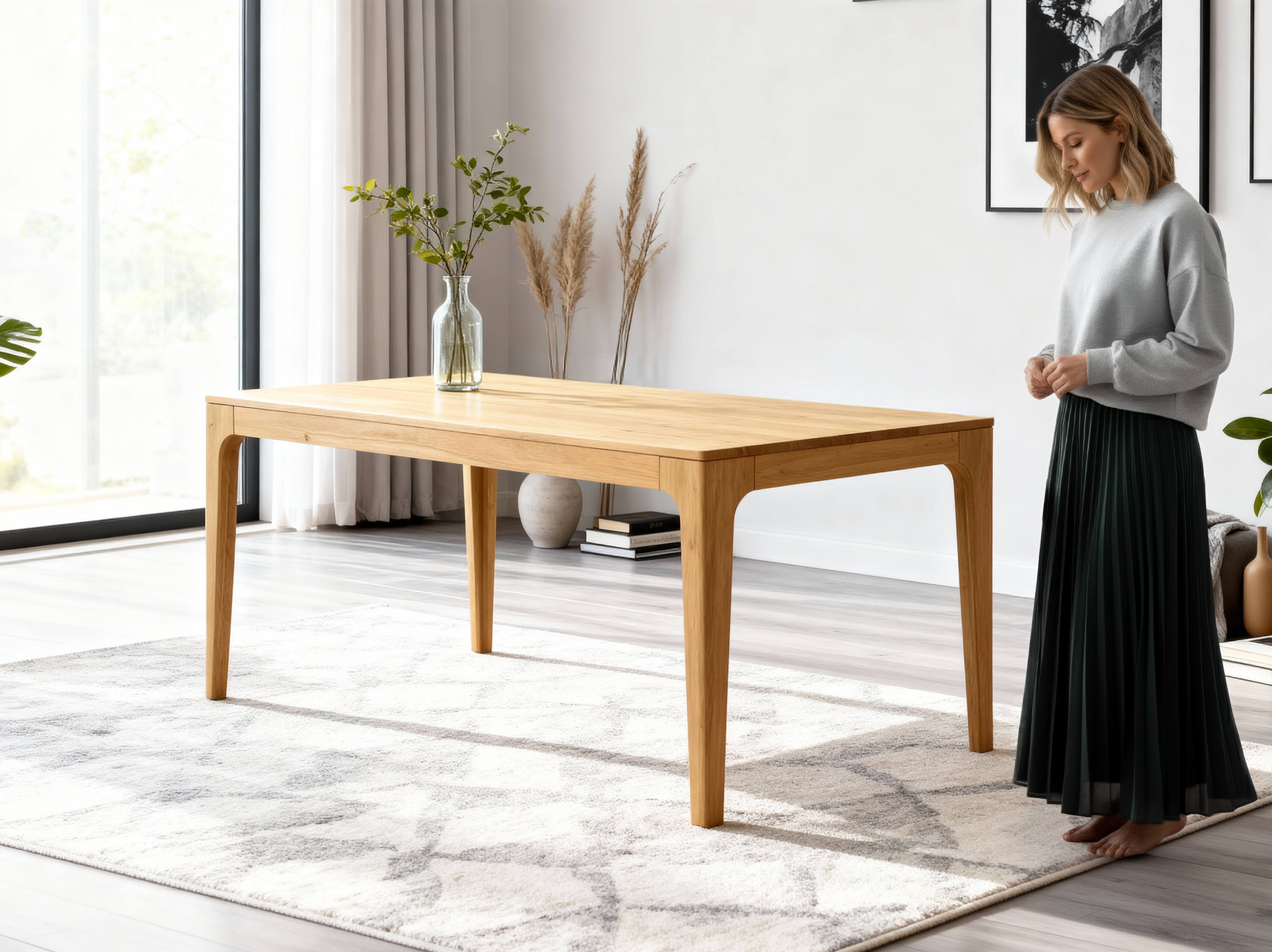 Detail rozkladacieho jedálenského stola Lukas a stoličiek Ori