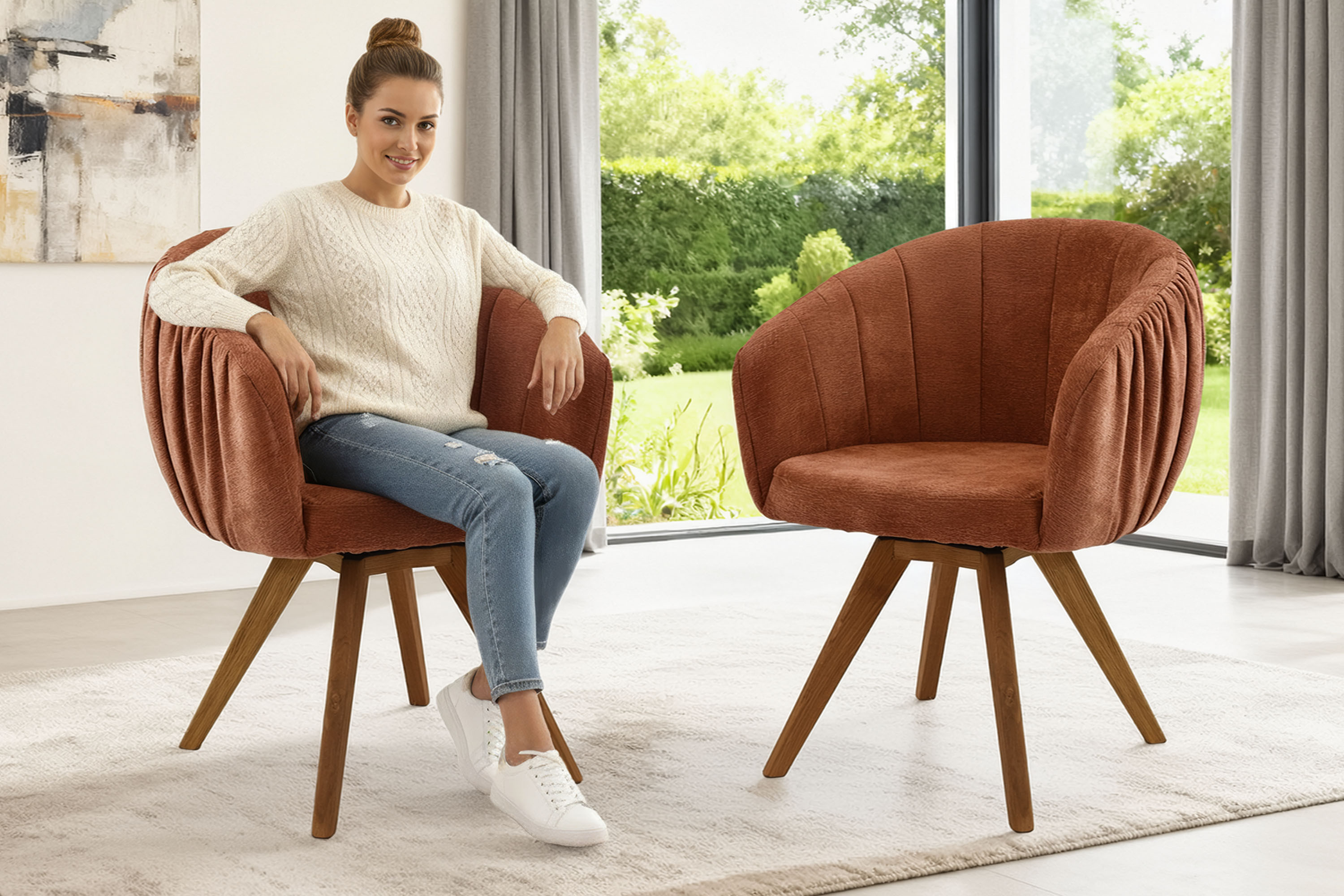 Otočná dubová stolička Elba sivá